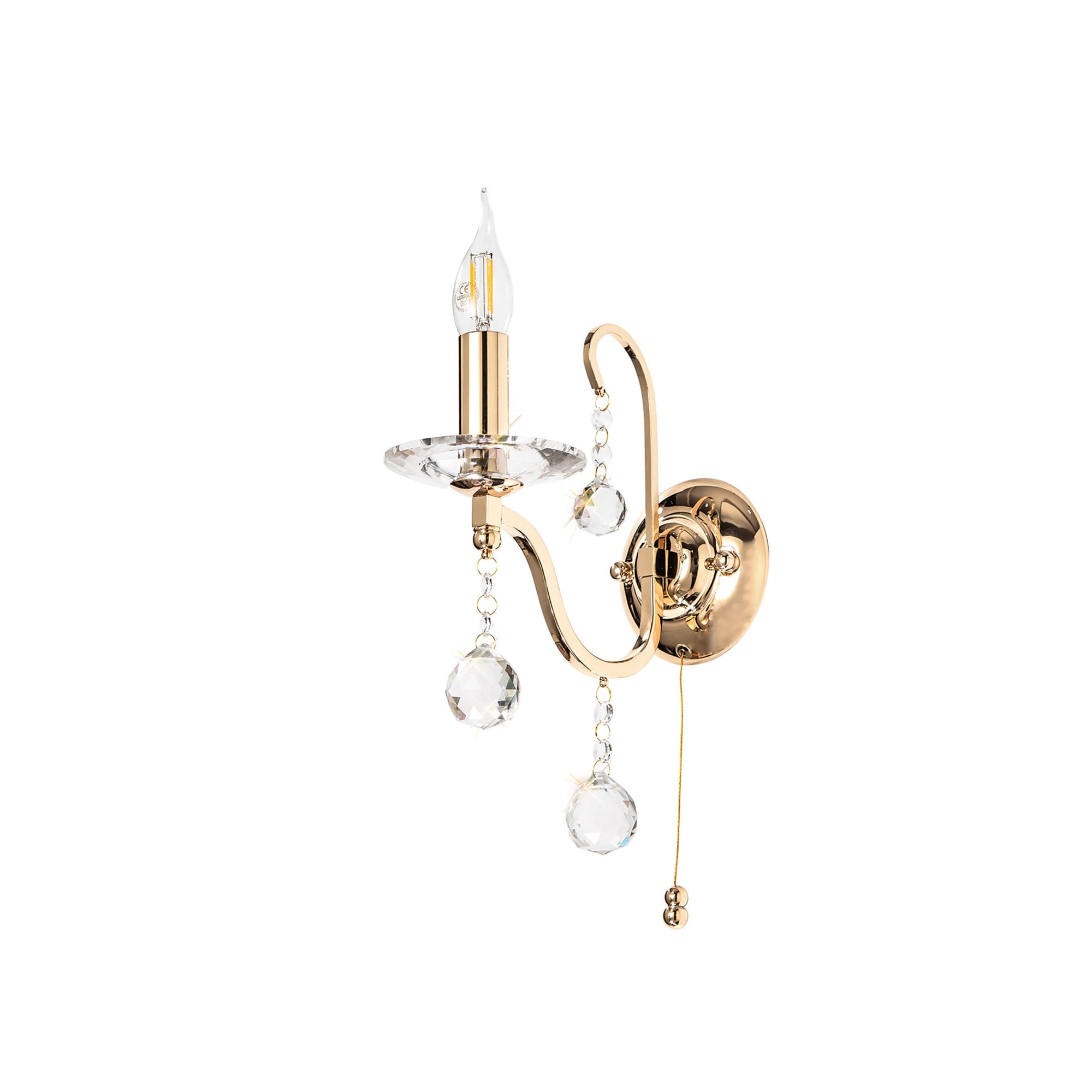 Diyas IL30211 Bianco Wall Light Switched 1 Light French Gold/Crystal