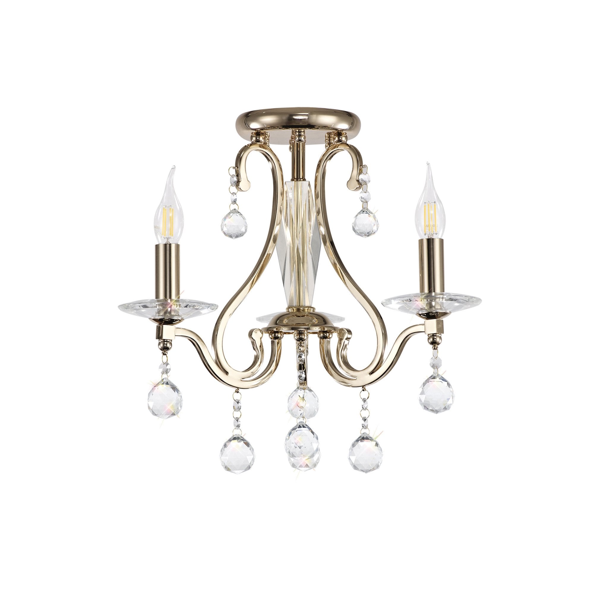 Diyas IL30213 Bianco Ceiling 3 Light French Gold/Crystal