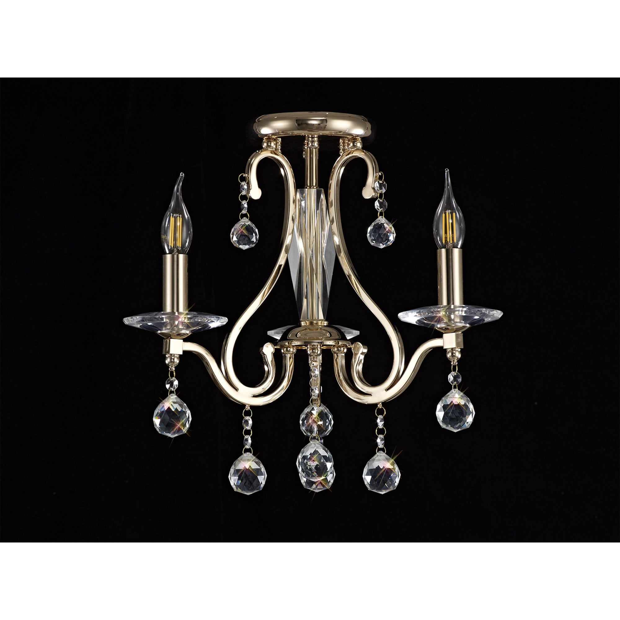 Diyas IL30213 Bianco Ceiling 3 Light French Gold/Crystal