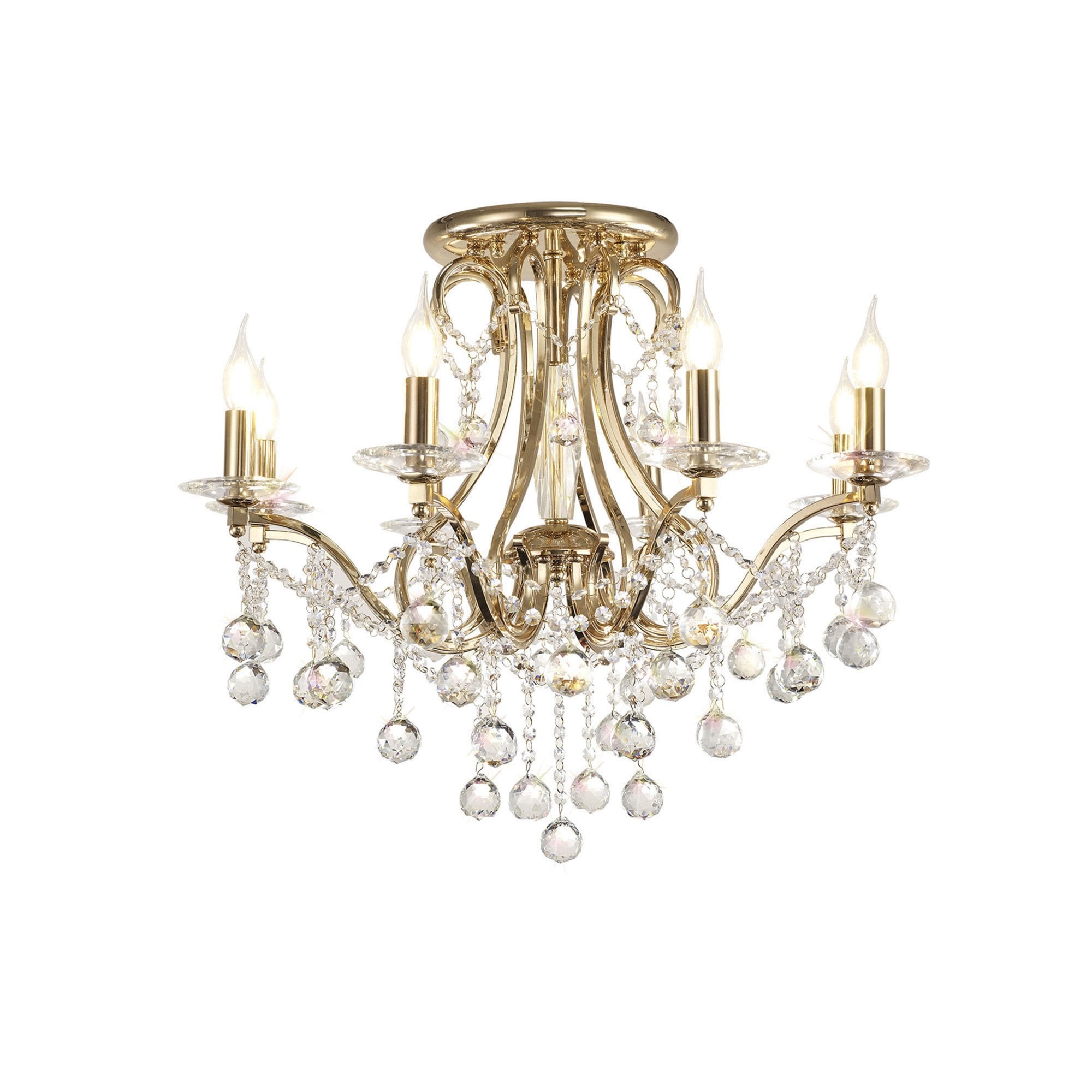 Diyas IL30218 Bianco Ceiling 8 Light French Gold/Crystal