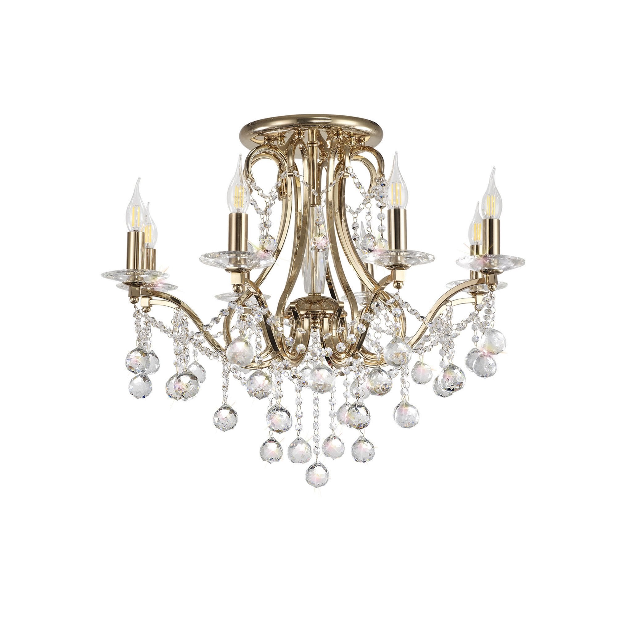 Diyas IL30218 Bianco Ceiling 8 Light French Gold/Crystal