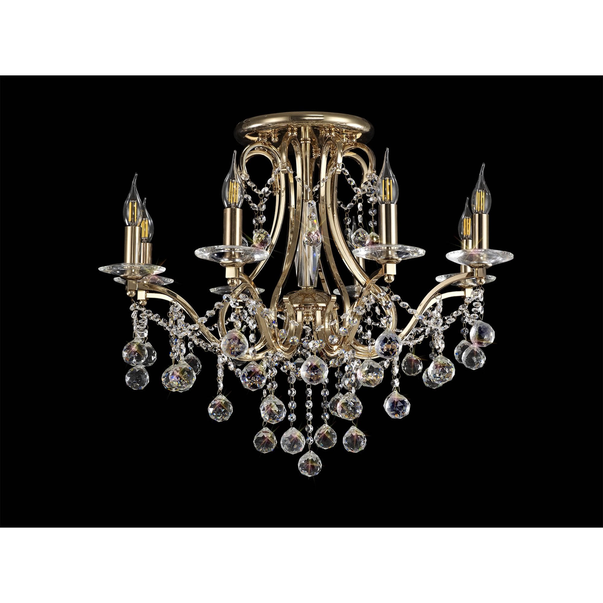 Diyas IL30218 Bianco Ceiling 8 Light French Gold/Crystal