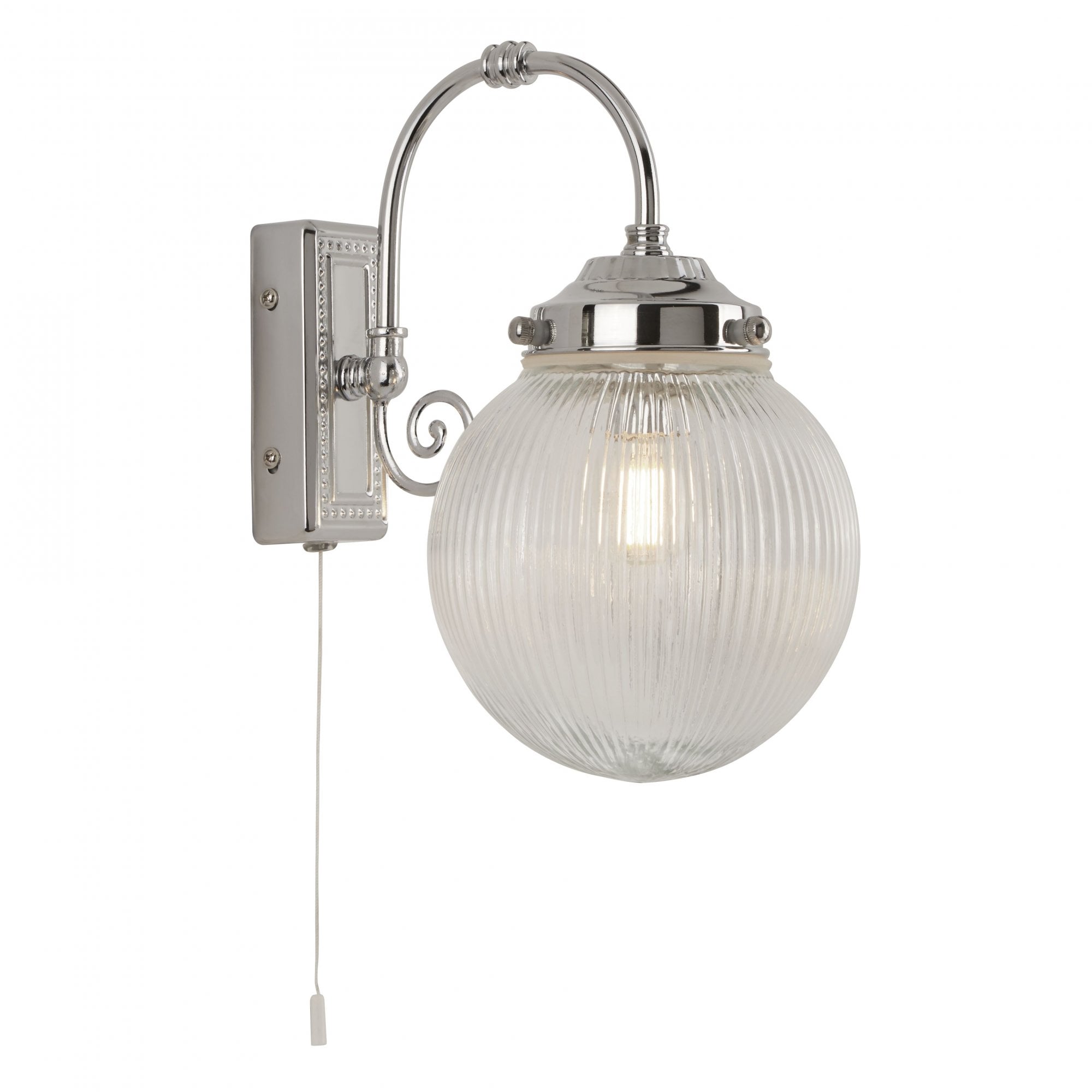 Searchlight Beaconsfield Single Bathroom Wall Light - Chrome & Clear Globe Shade - IP44