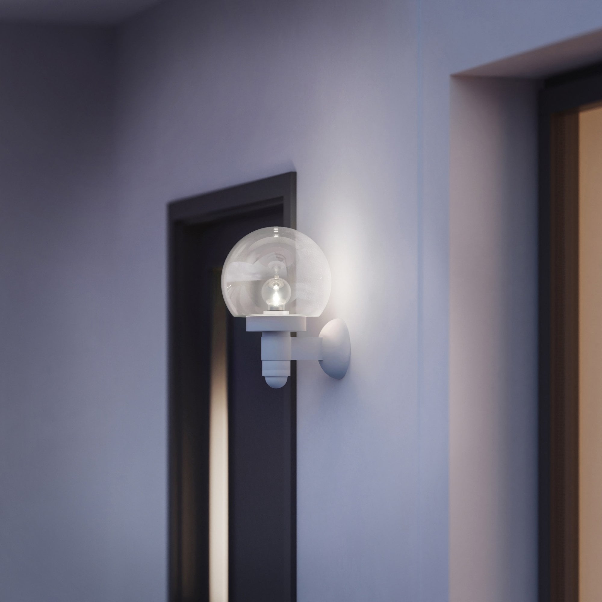 Steinel L 115 S Classic Globe Wall light with 240 degree PIR - White