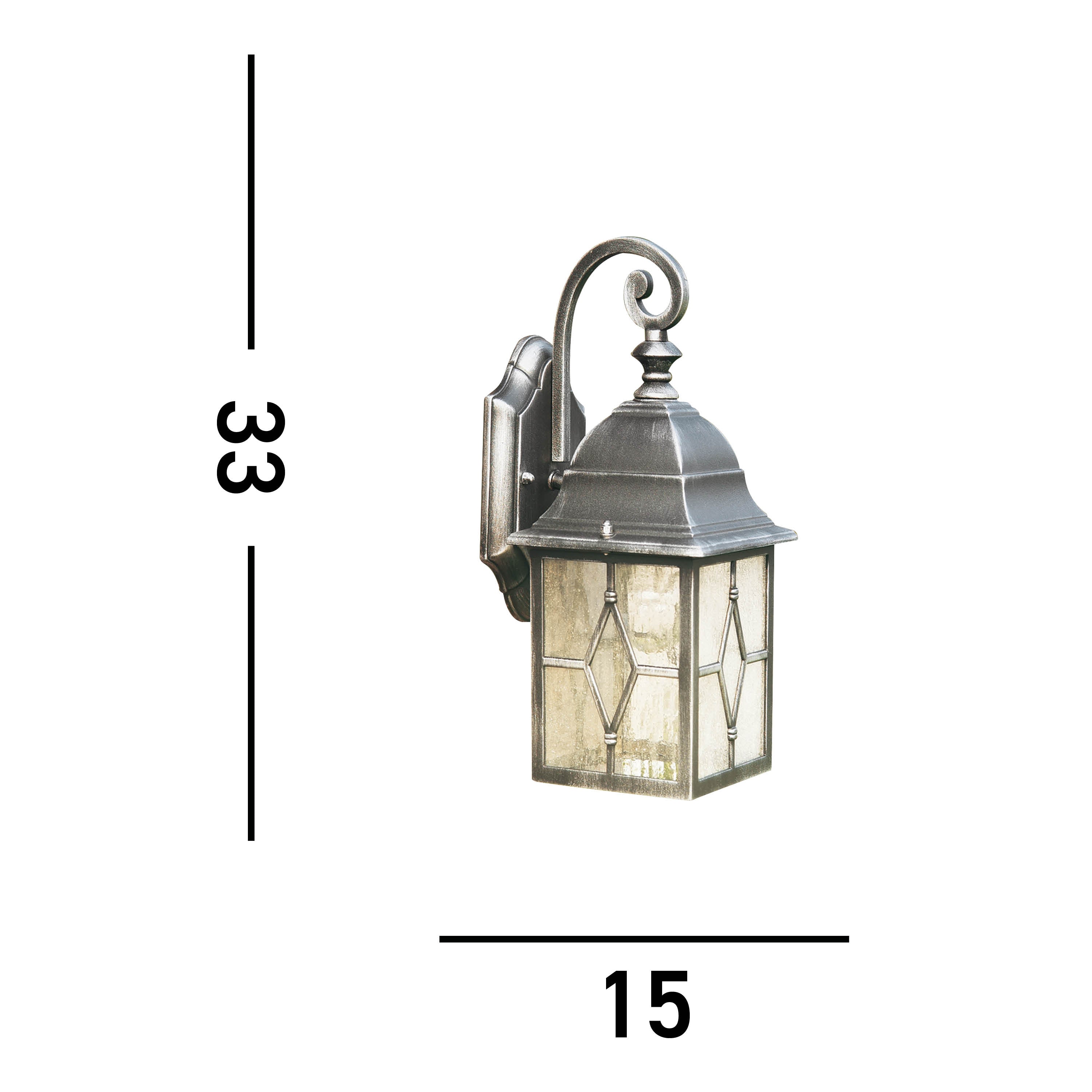 Searchlight Garnett Outdoor Wall Light - Black Silver & Leaded Glass