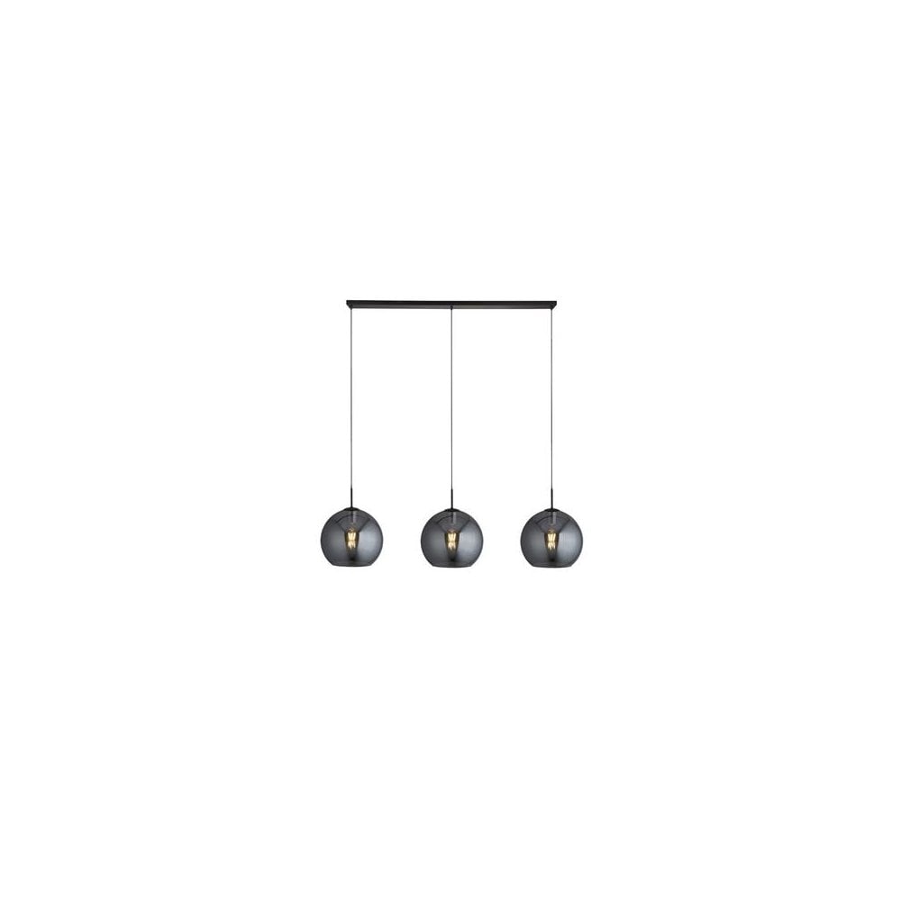 Searchlight Alma 3 Light Ceiling Pendant - Black & Smoked Glass