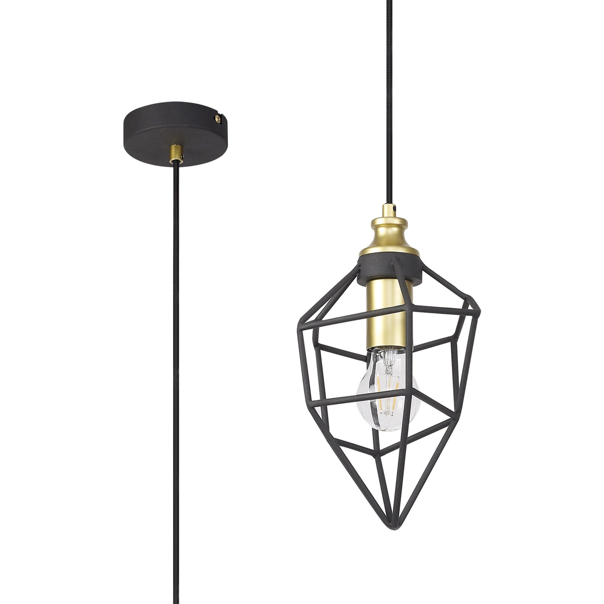 Fabula Austen Small Single Pendant - Painted Gold & Sand Black