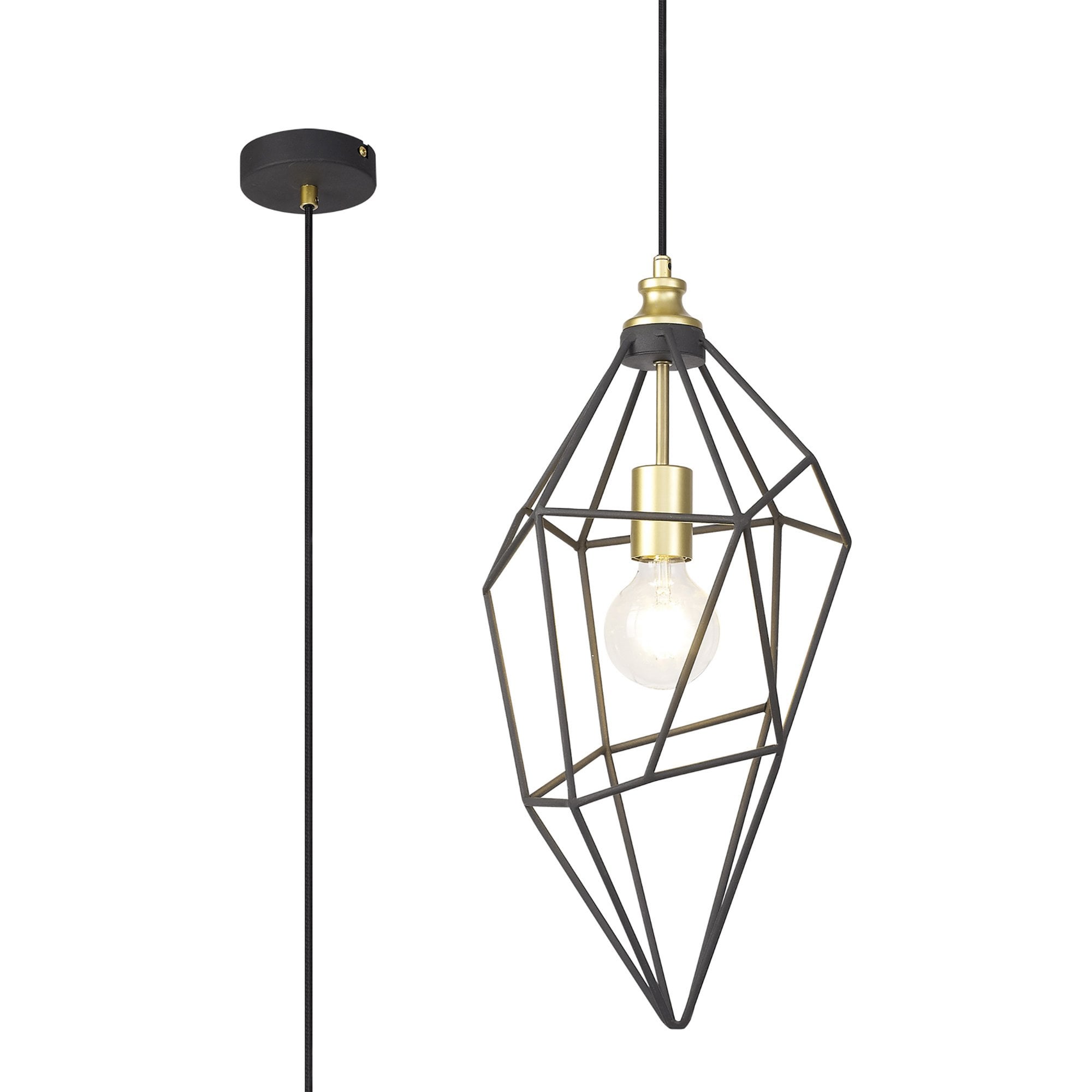 Fabula Austen Large Single Pendant - Painted Gold & Sand Black