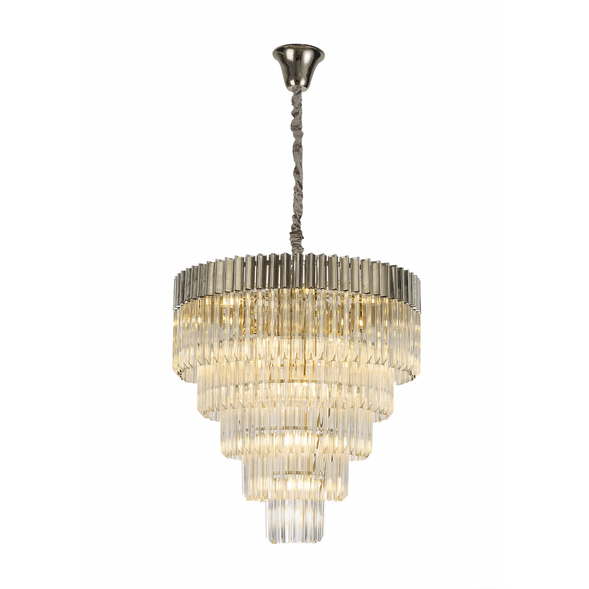 Fabula Cedar 19 Light Pendant - Polished Nickel & Clear Sculpted Glass