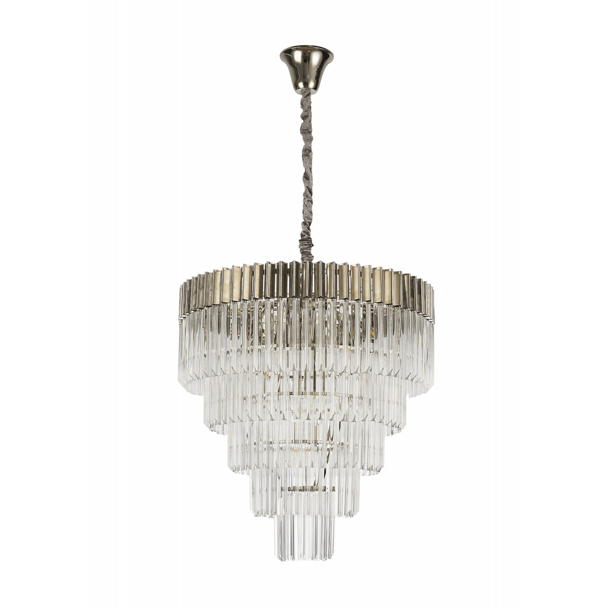 Fabula Cedar 19 Light Pendant - Polished Nickel & Clear Sculpted Glass