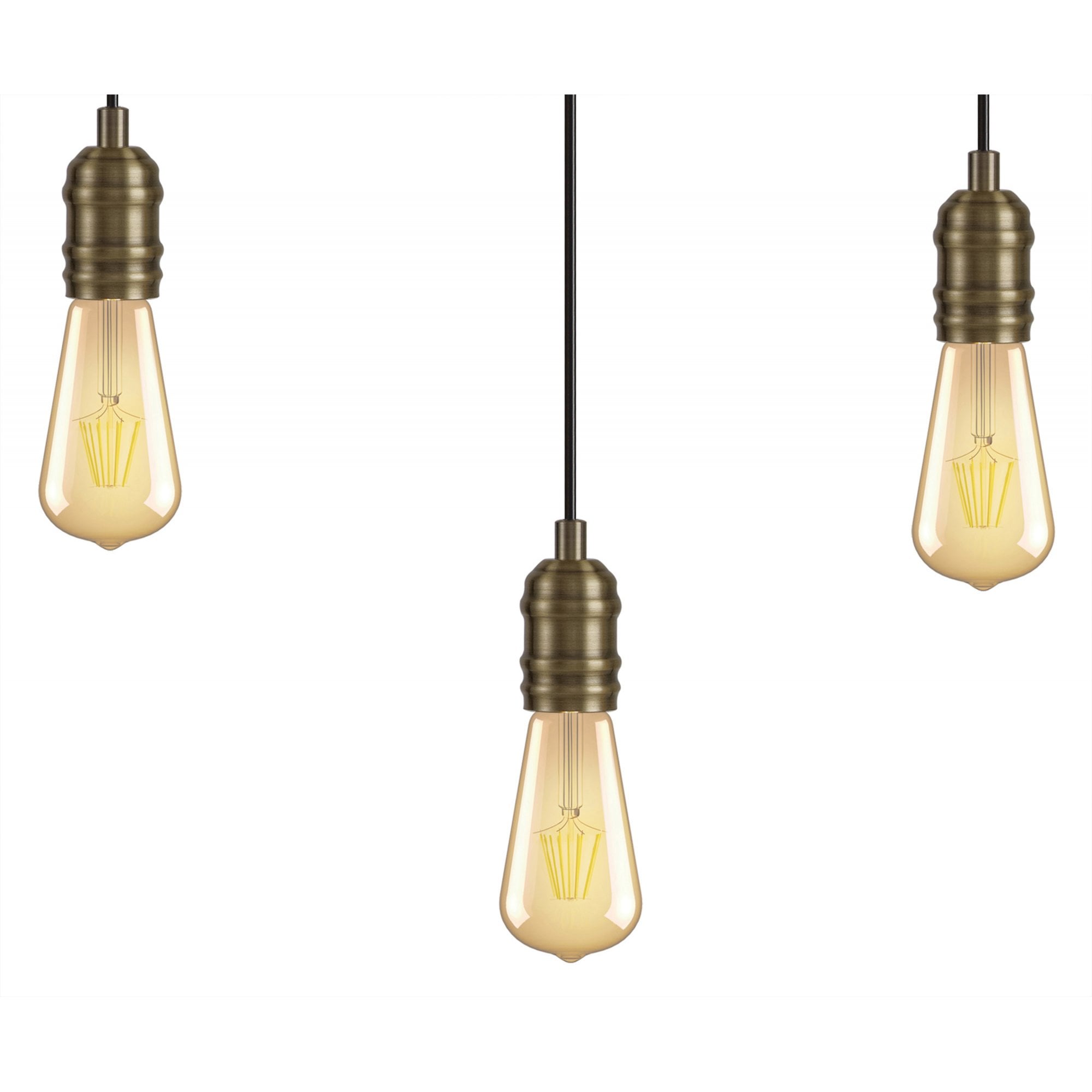 Fabula York 3 Light Flush Light - Medium Oak & Antique Brass