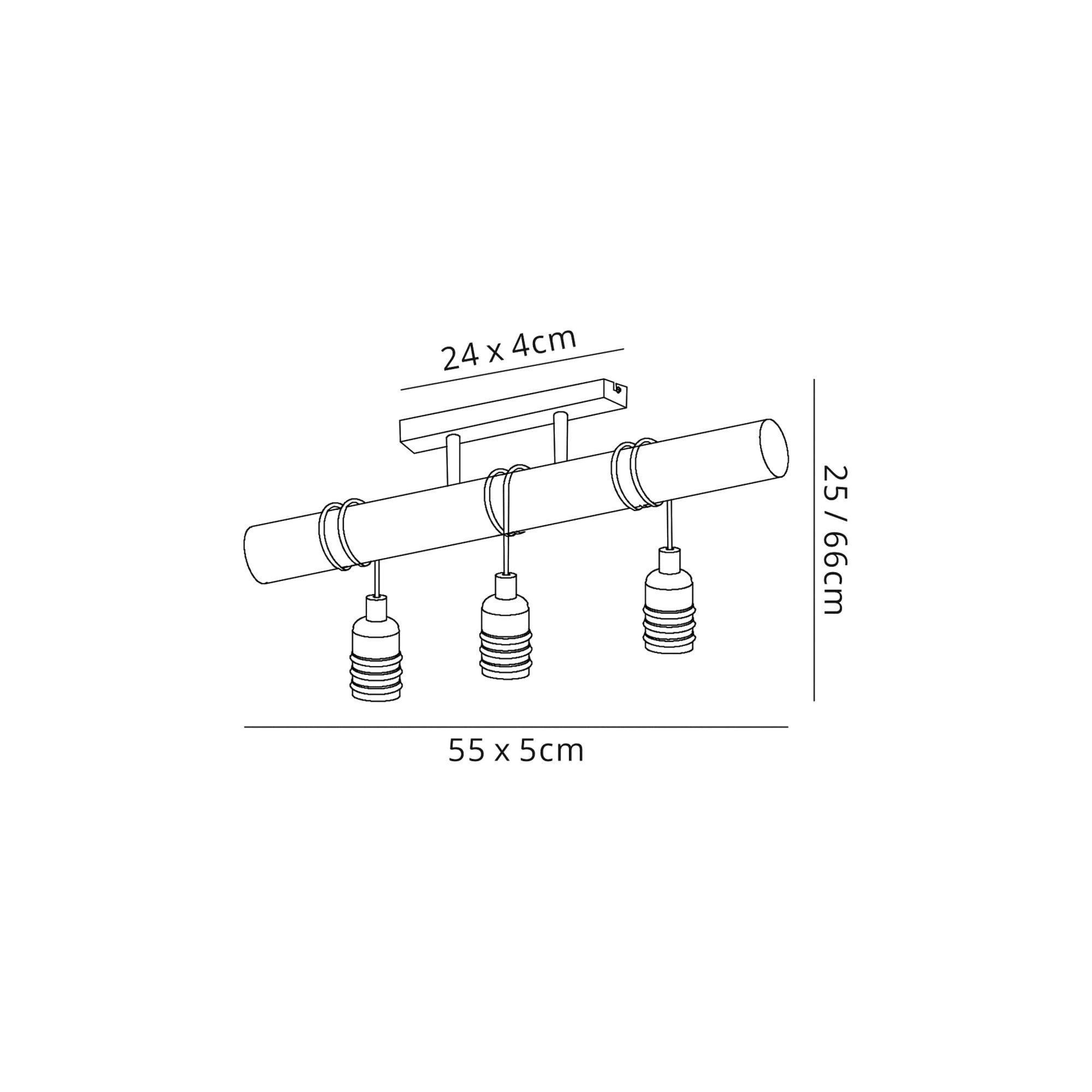 Fabula York 3 Light Flush Light - Medium Oak & Antique Brass