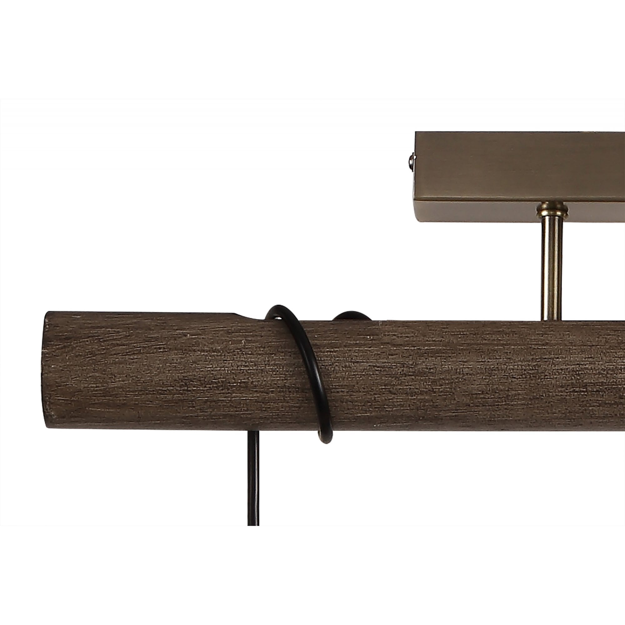 Fabula York 3 Light Flush Light - Medium Oak & Antique Brass