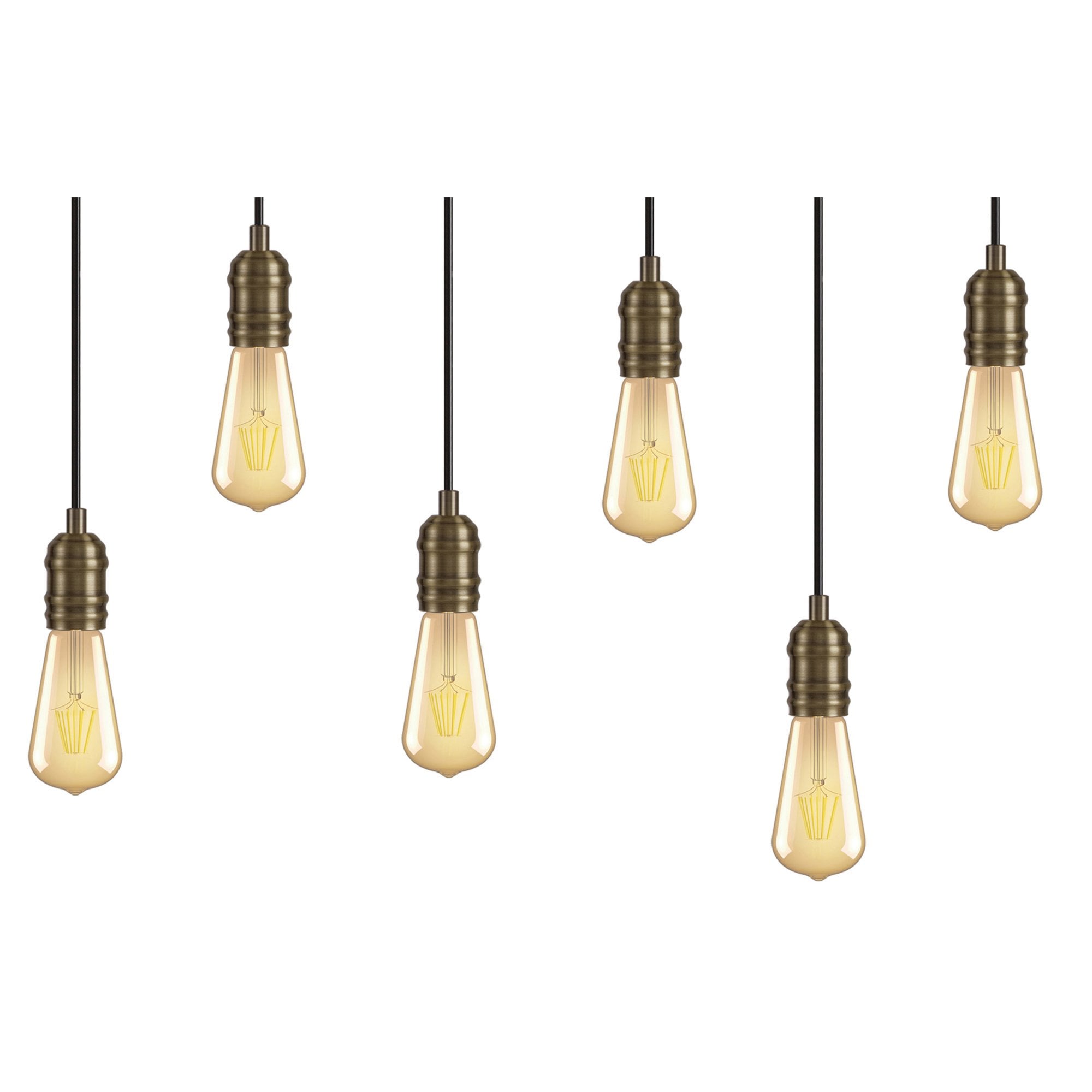Fabula York 6 Light Pendant - Medium Oak & Antique Brass