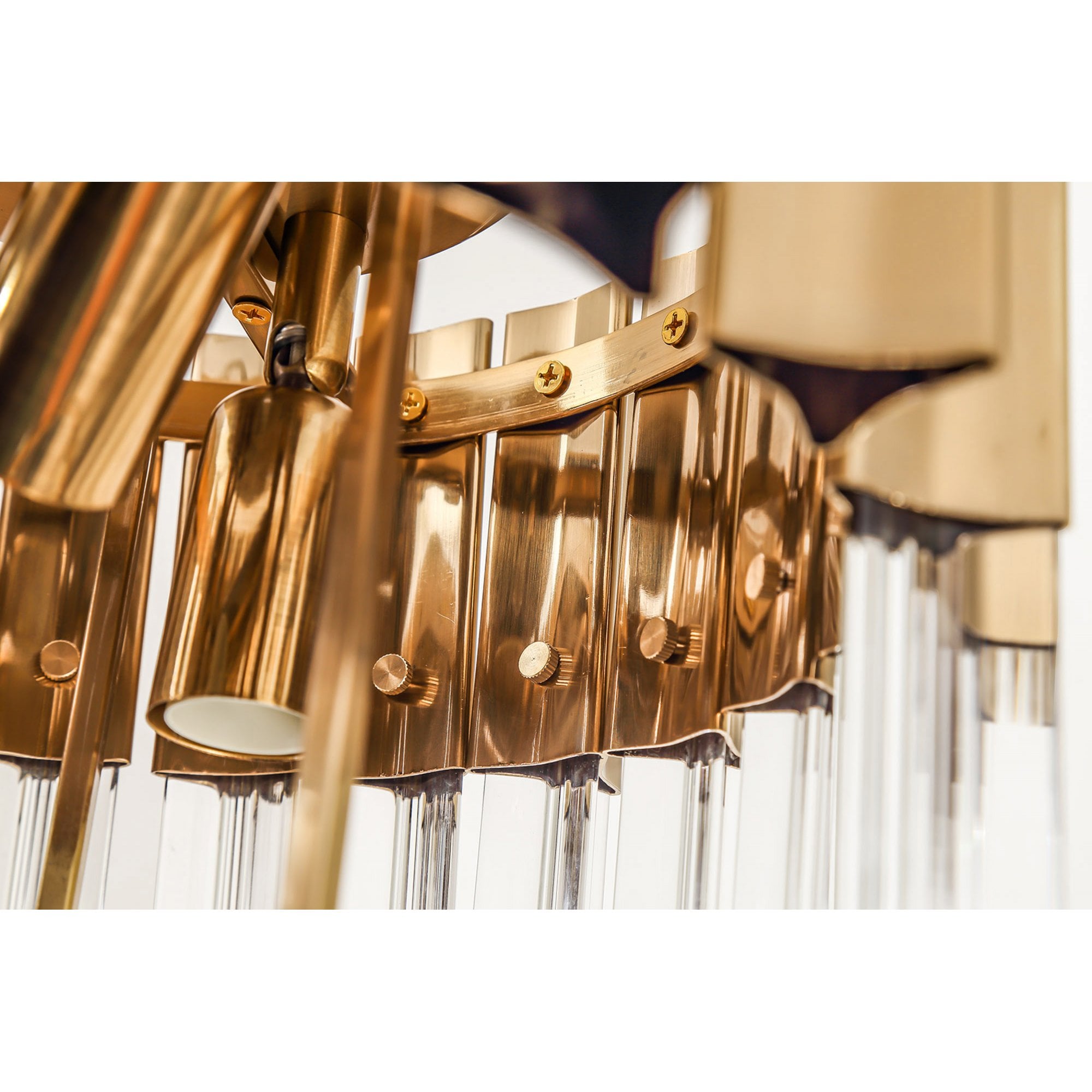 Fabula Cedar 3 Light Flush Light - Brass & Clear Sculpted Glass