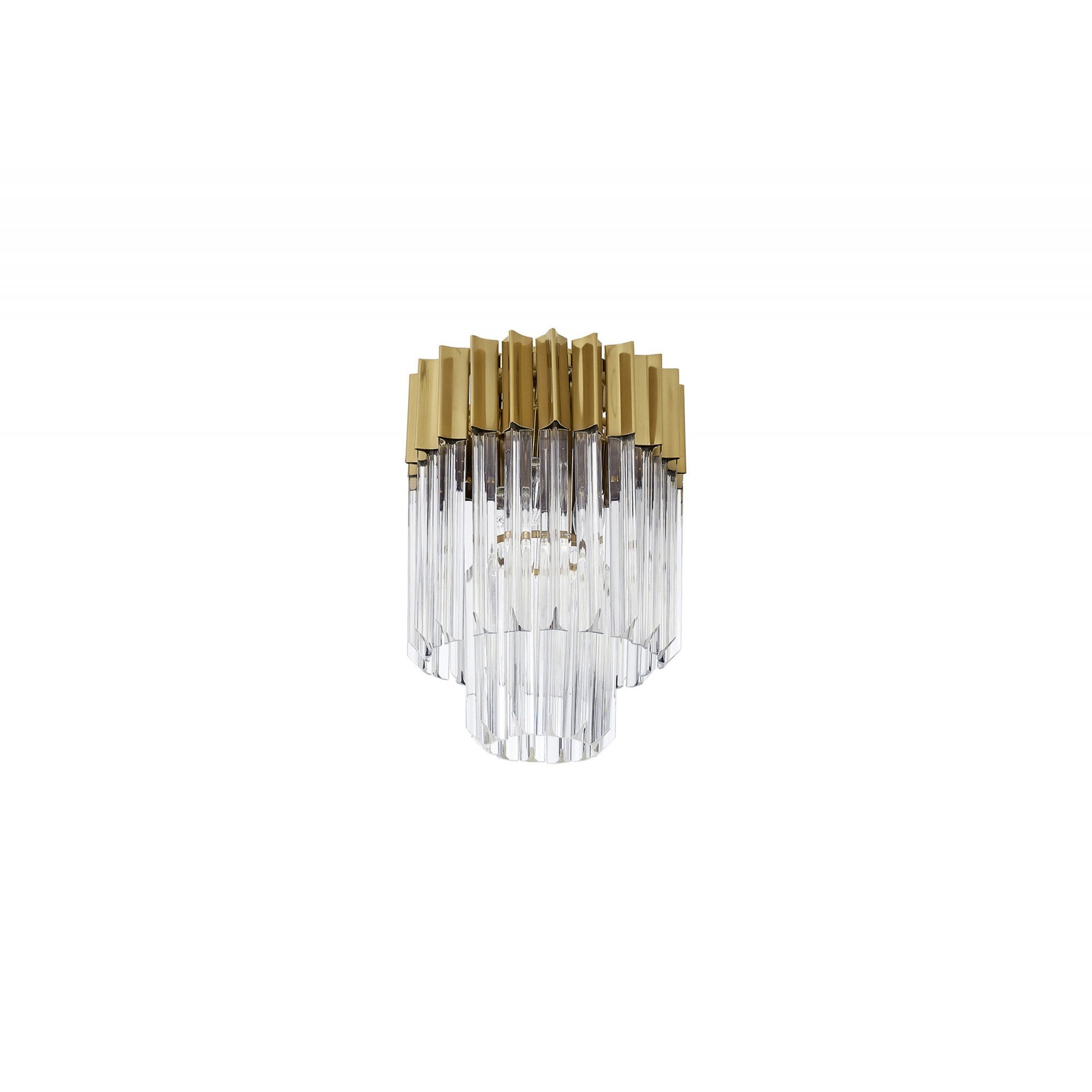 Fabula Cedar 3 Light Flush Light - Brass & Clear Sculpted Glass