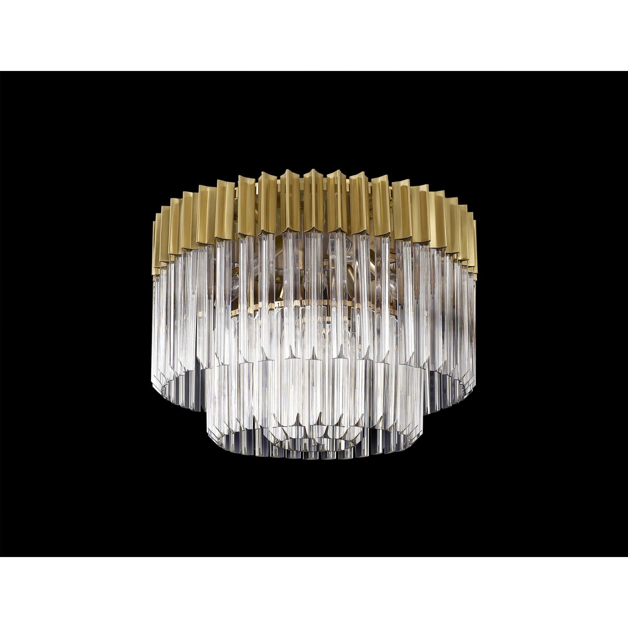Fabula Cedar 7 Light Flush Light - Brass & Clear Sculpted Glass