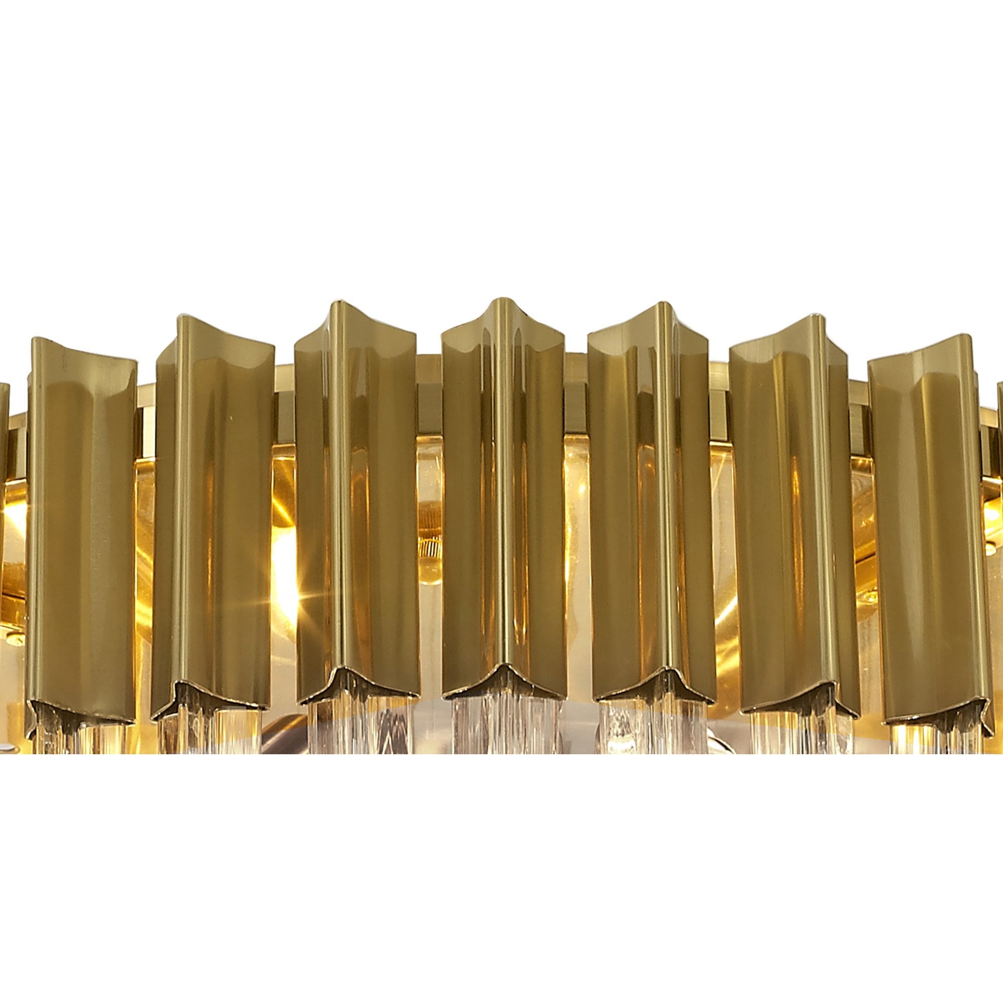 Fabula Cedar 7 Light Flush Light - Brass & Clear Sculpted Glass