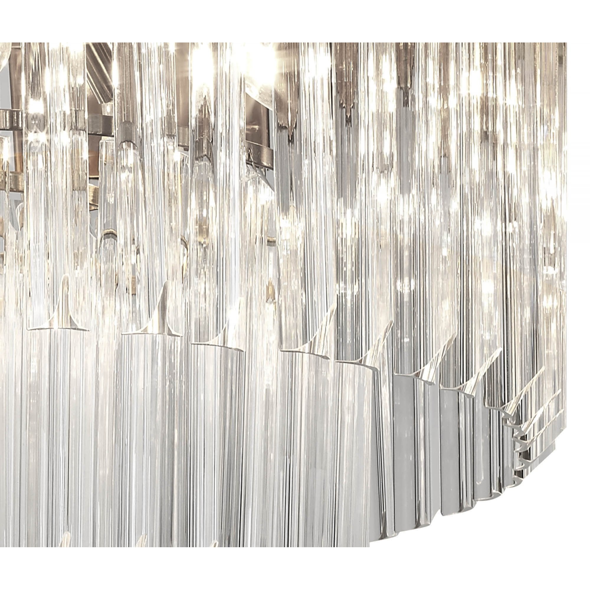 Fabula Cedar 7 Light Flush Light - Brass & Clear Sculpted Glass