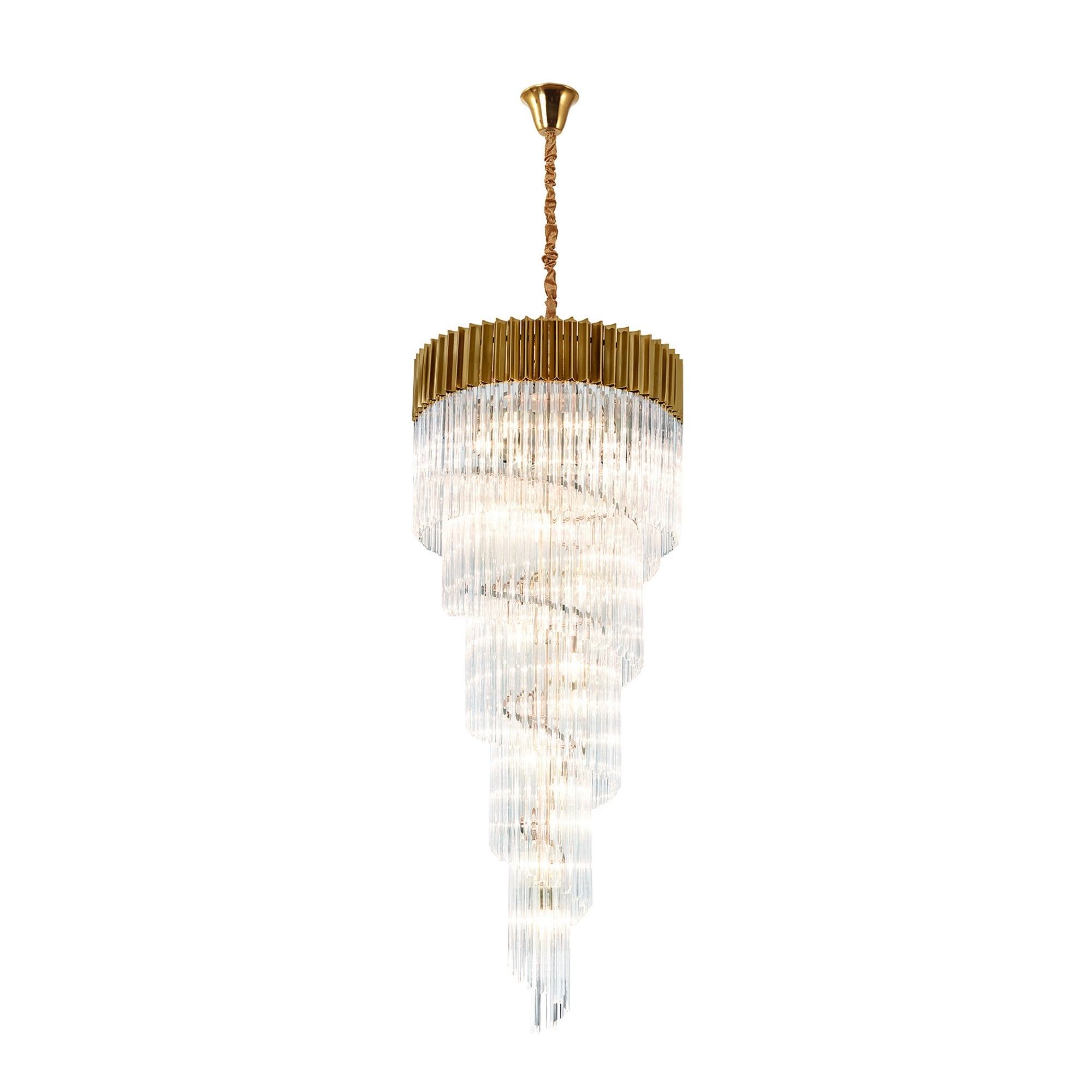 Fabula Cedar 23 Light Pendant - Brass & Clear Sculpted Glass