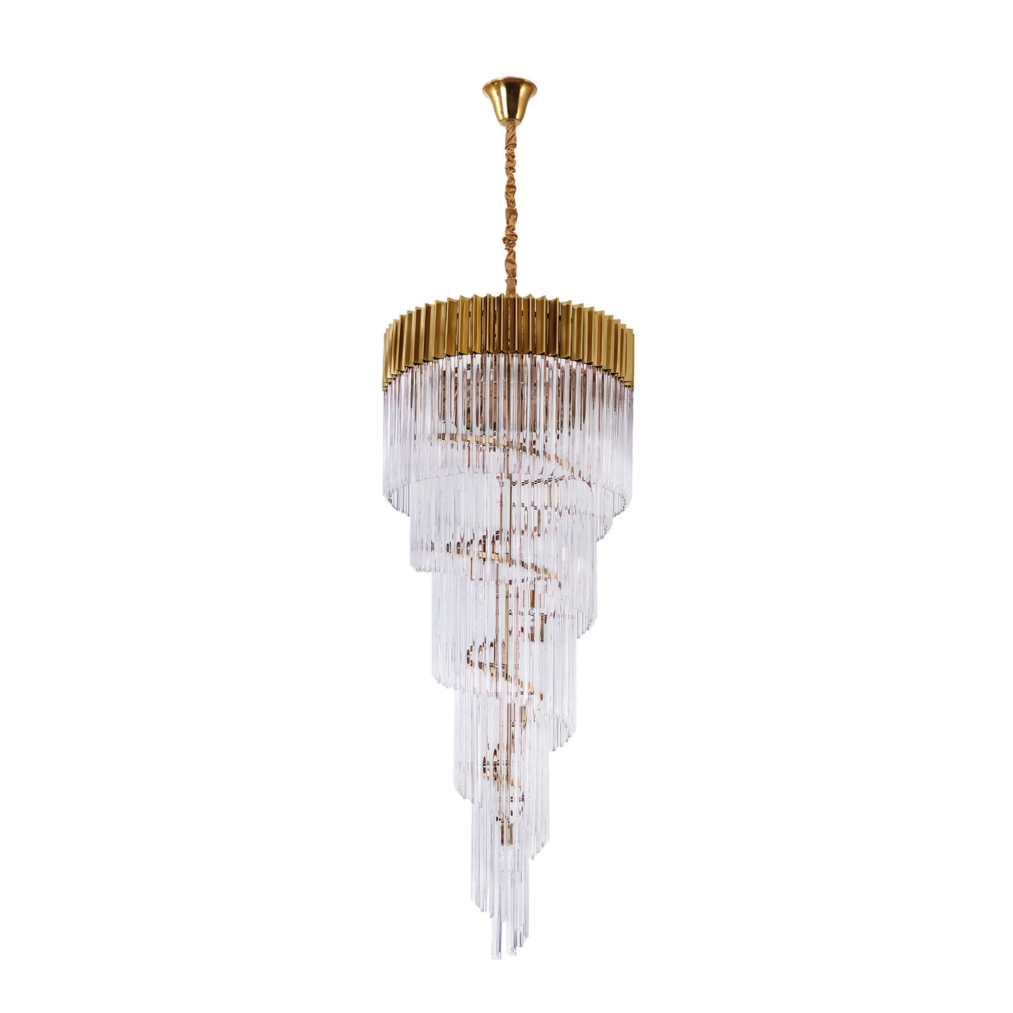 Fabula Cedar 23 Light Pendant - Brass & Clear Sculpted Glass