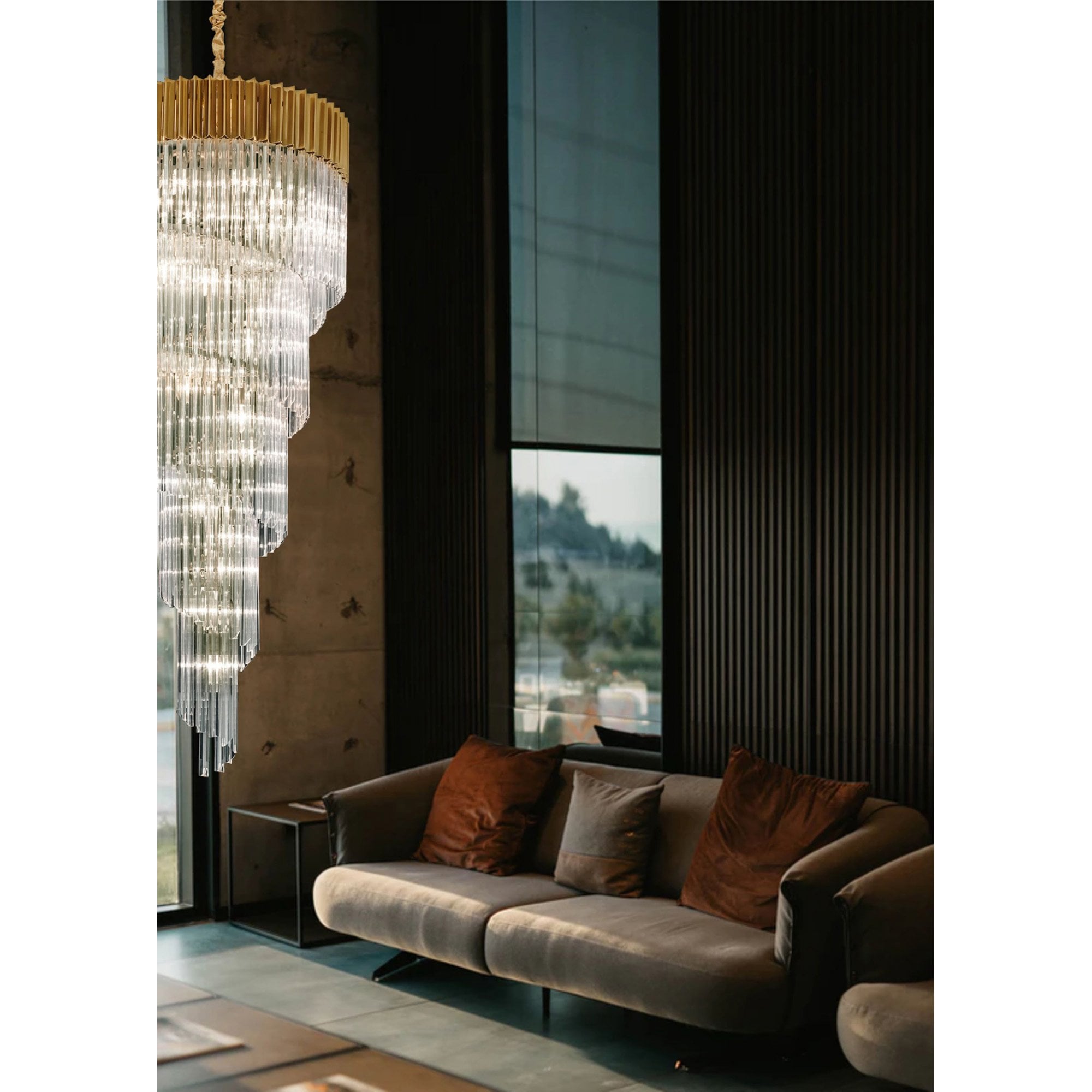 Fabula Cedar 23 Light Pendant - Brass & Clear Sculpted Glass