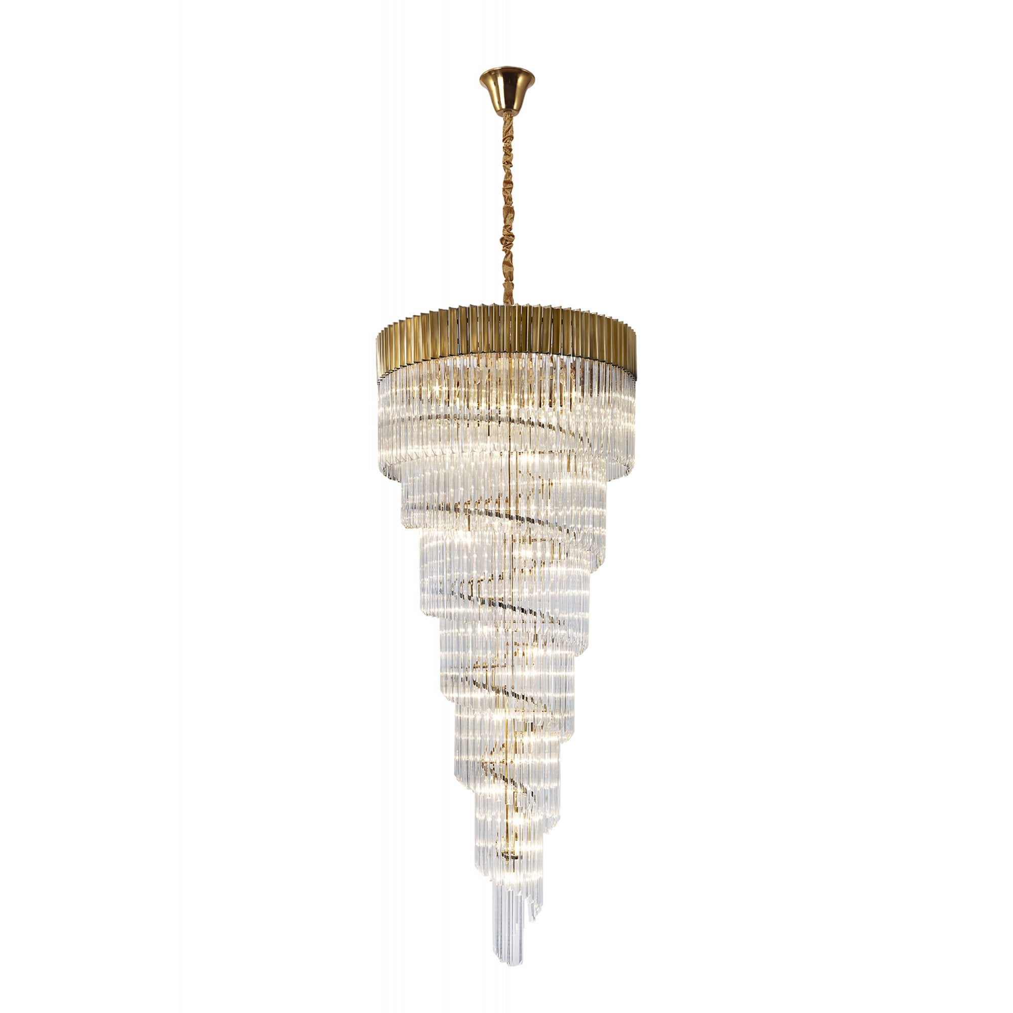 Fabula Cedar 31 Light Pendant - Brass & Clear Sculpted Glass