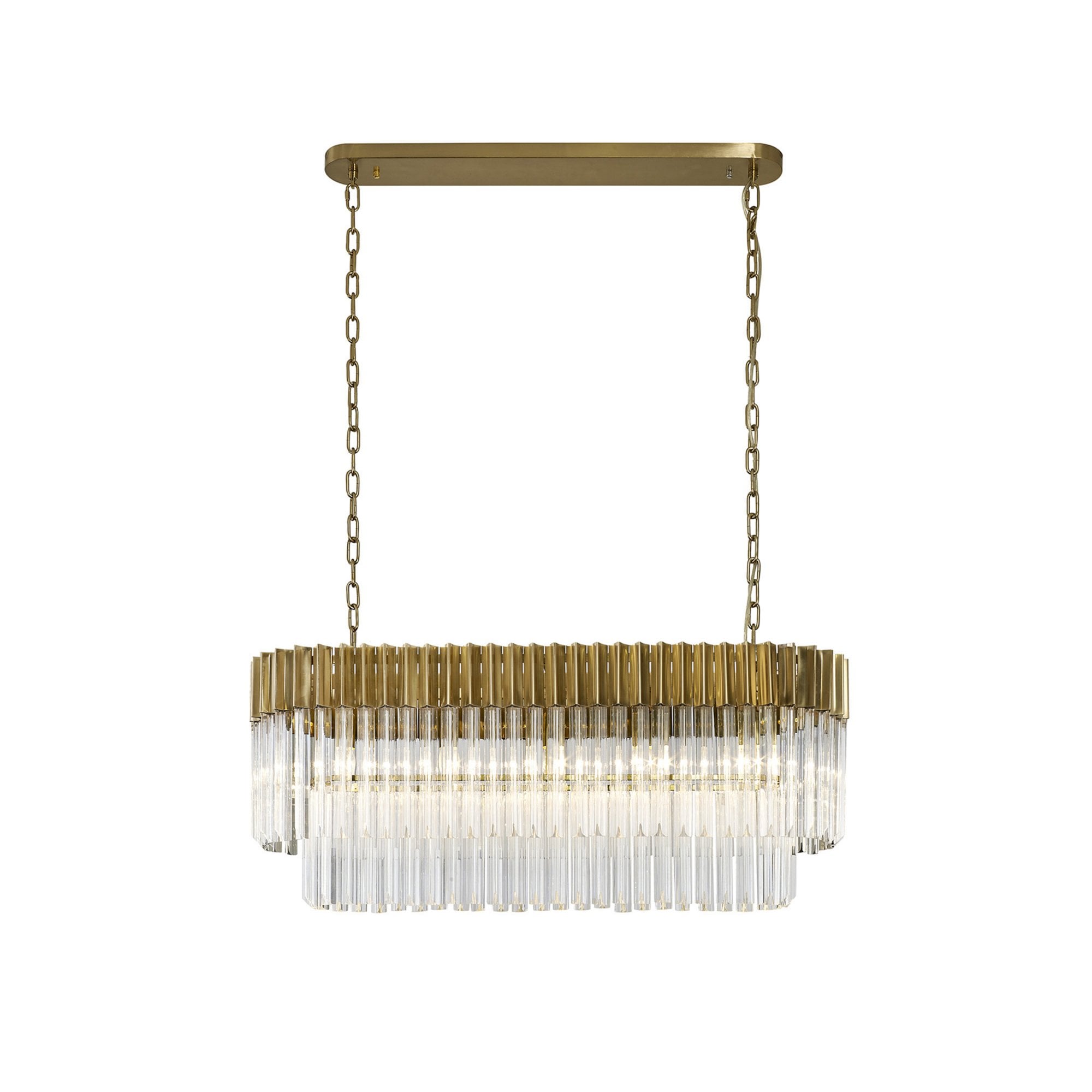 Fabula Cedar 5 Light Rectangular Pendant - Brass & Clear Sculpted Glass