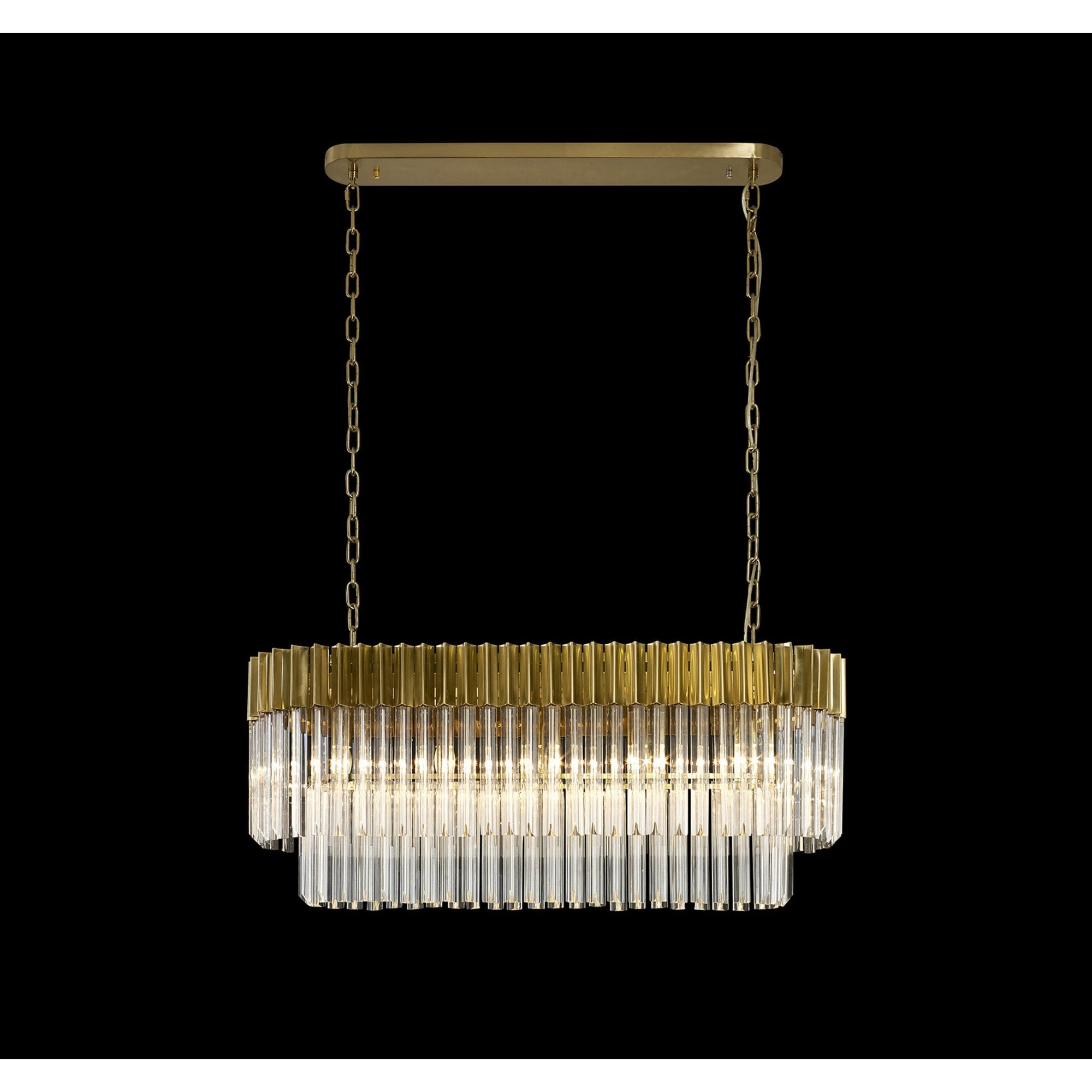 Fabula Cedar 5 Light Rectangular Pendant - Brass & Clear Sculpted Glass