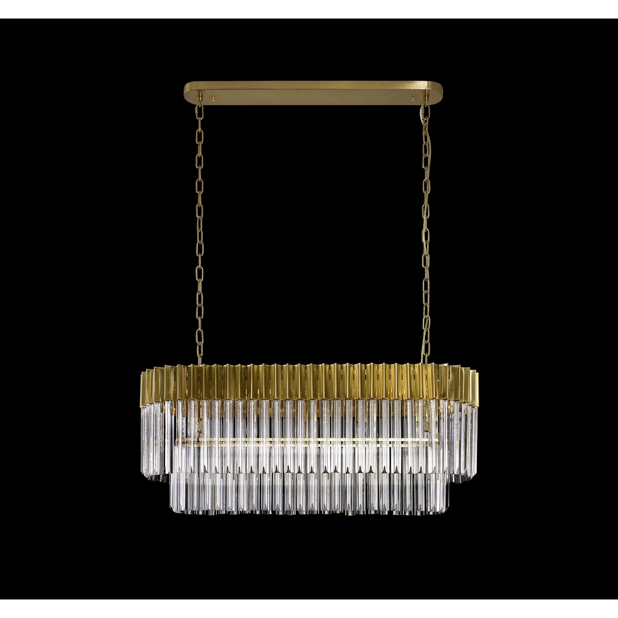 Fabula Cedar 5 Light Rectangular Pendant - Brass & Clear Sculpted Glass