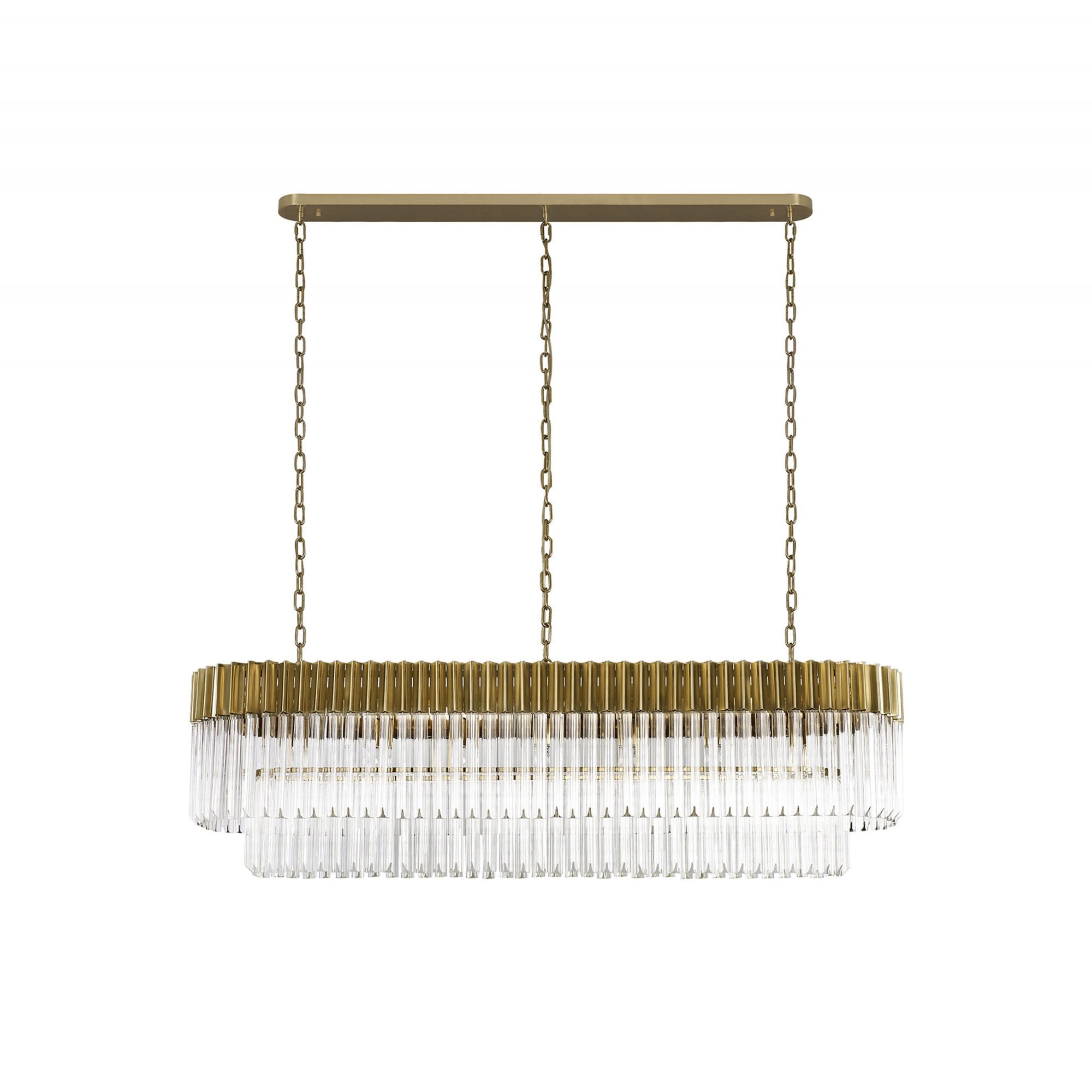 Fabula Cedar 7 Light Rectangular Pendant - Brass & Clear Sculpted Glass