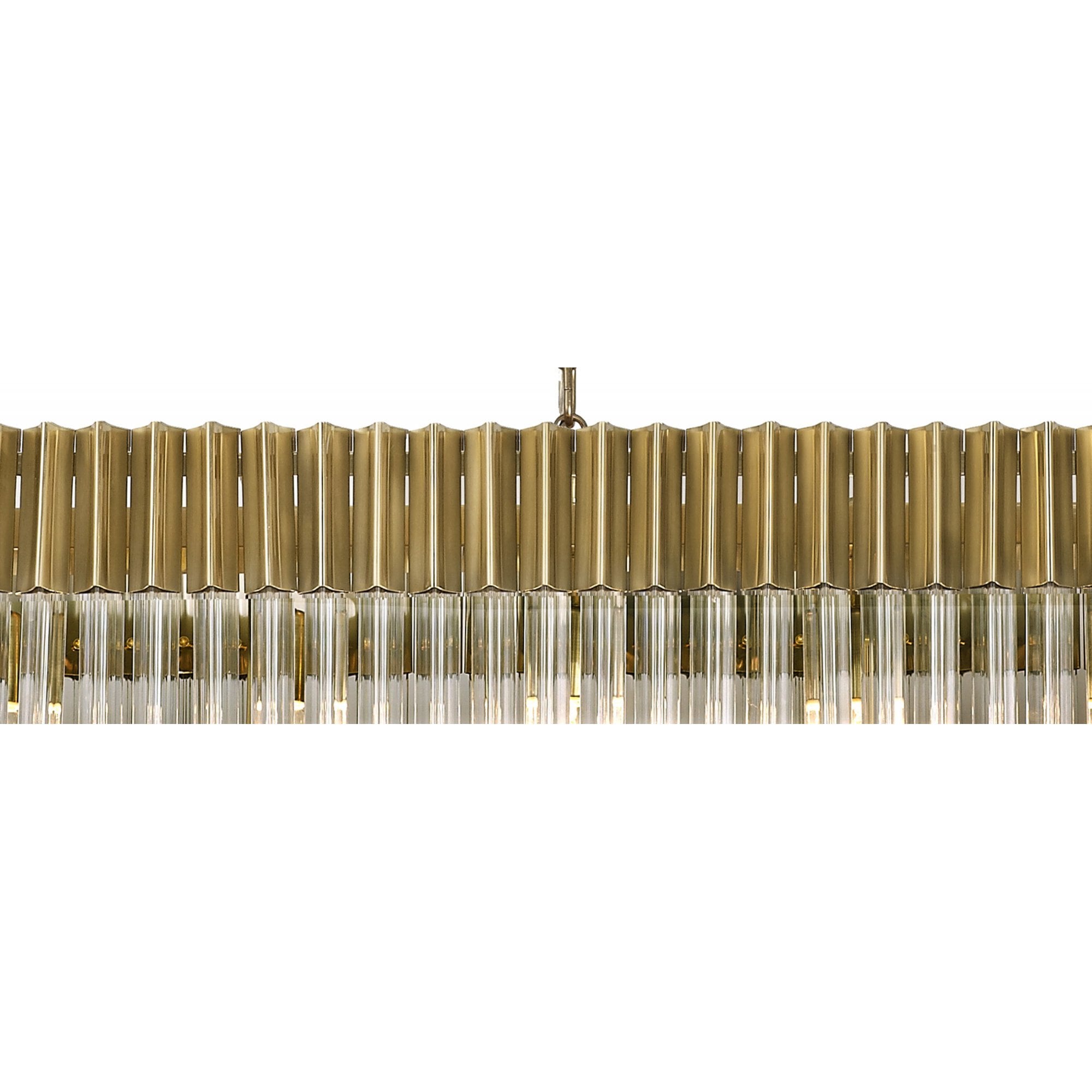 Fabula Cedar 7 Light Rectangular Pendant - Brass & Clear Sculpted Glass