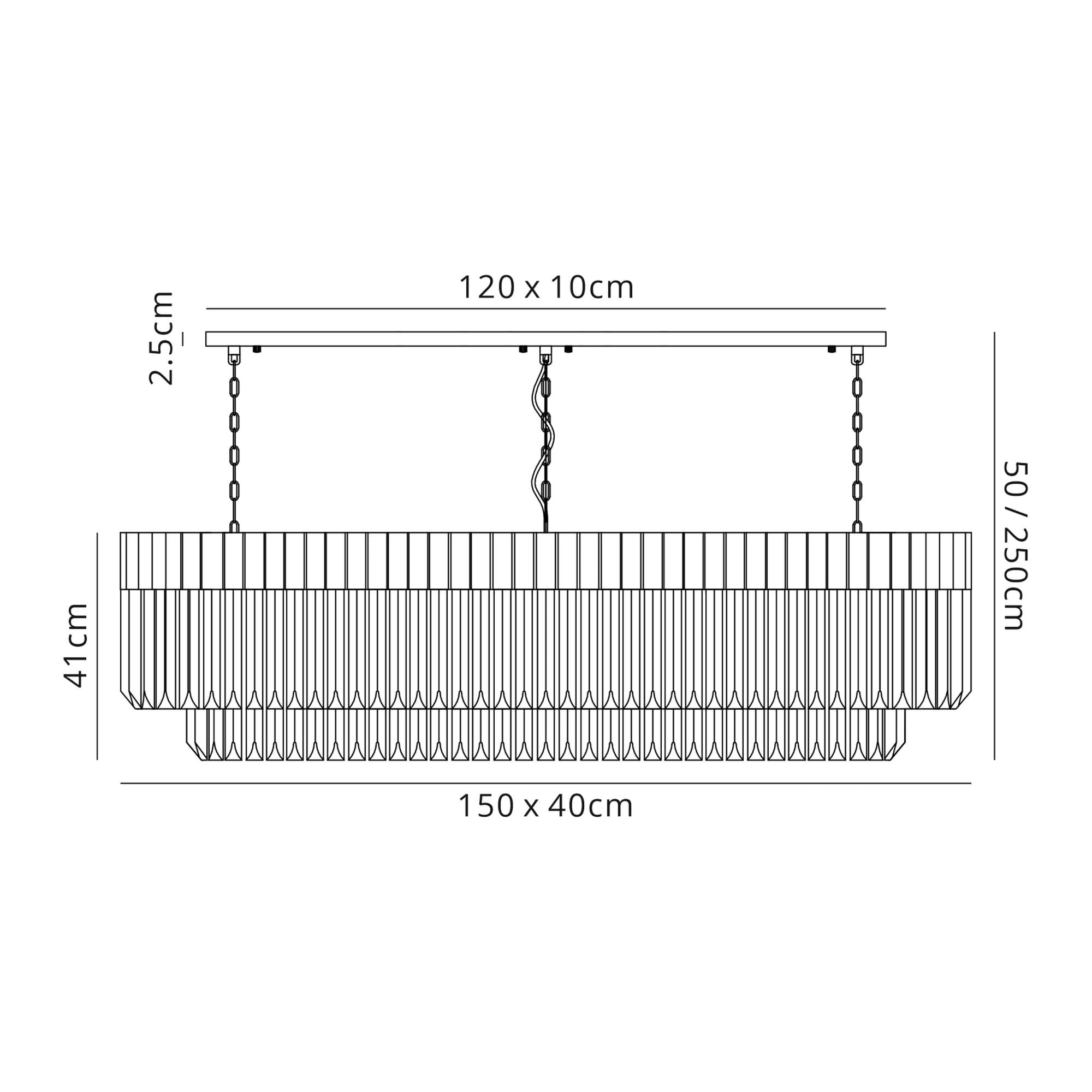 Fabula Cedar 7 Light Rectangular Pendant - Brass & Clear Sculpted Glass