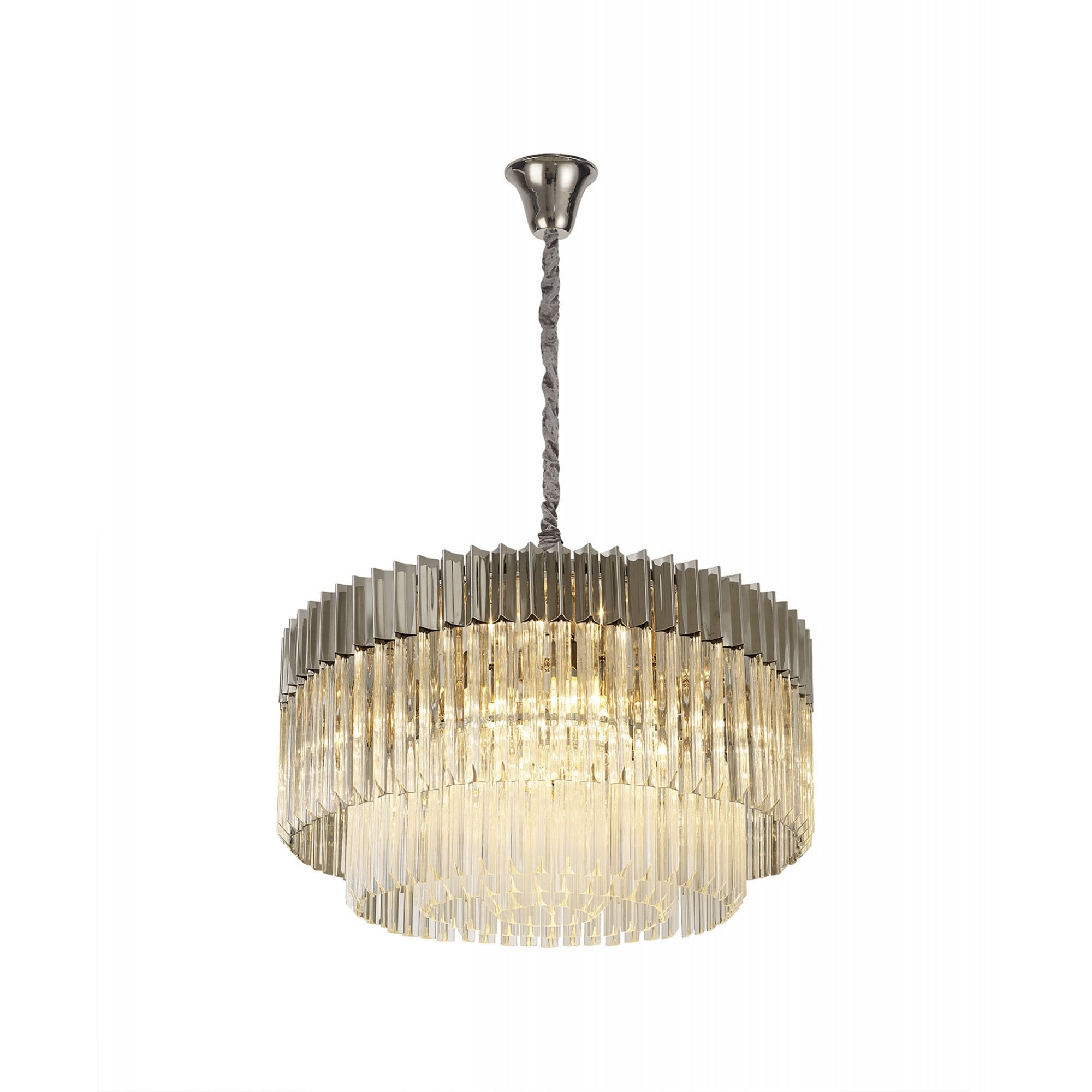 Fabula Cedar 12 Light Pendant - Polished Nickel & Clear Sculpted Glass