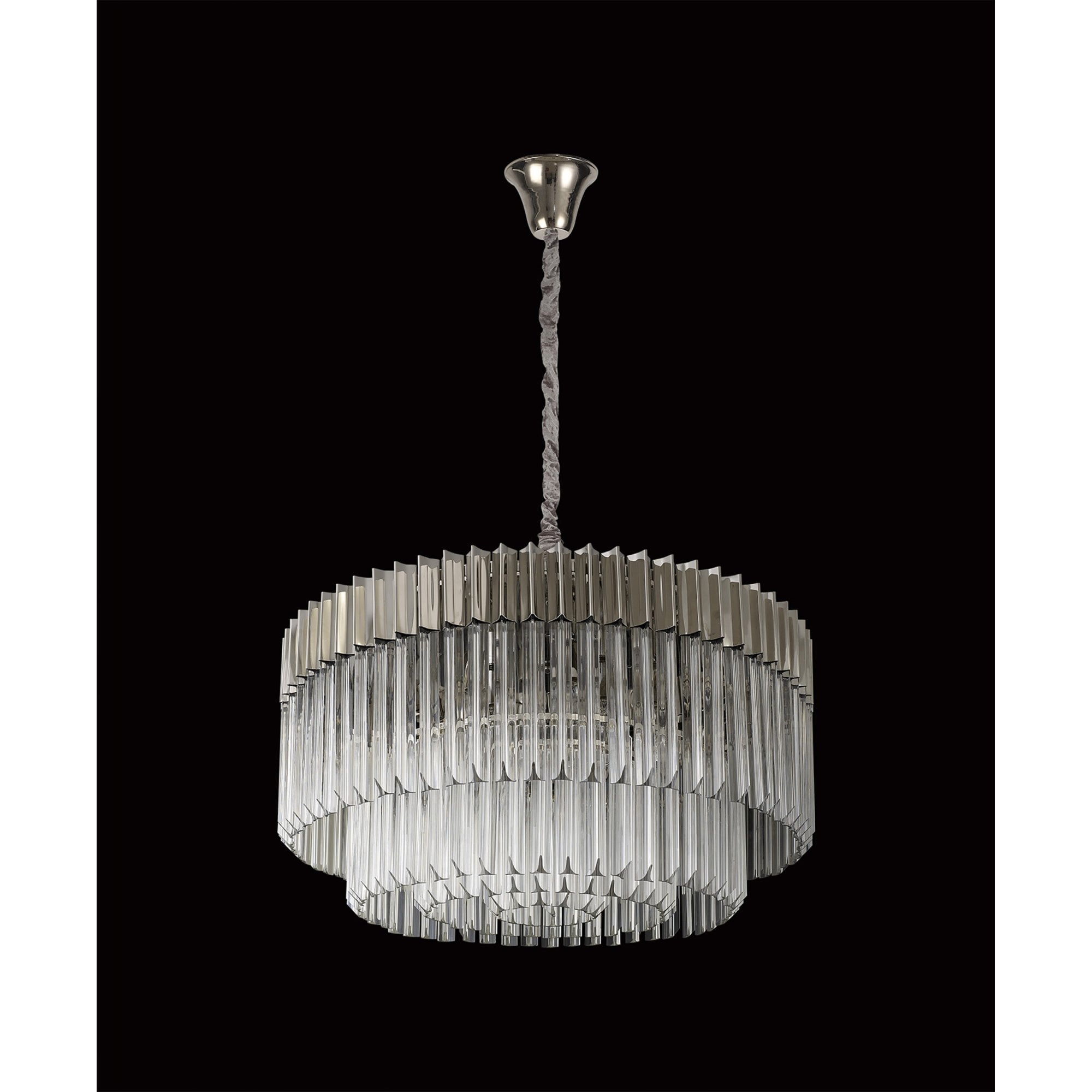 Fabula Cedar 12 Light Pendant - Polished Nickel & Clear Sculpted Glass