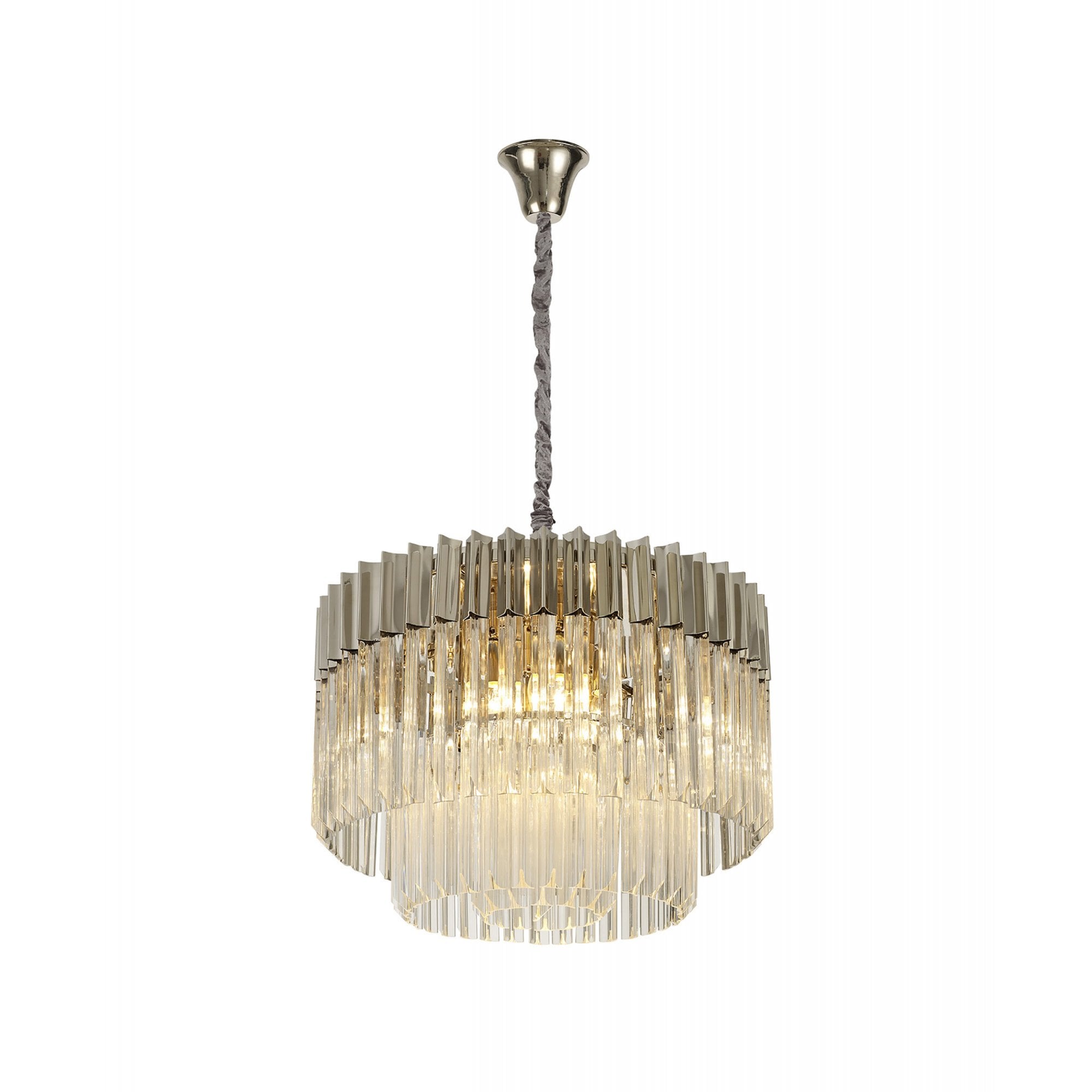 Fabula Cedar 8 Light Pendant - Polished Nickel & Clear Sculpted Glass