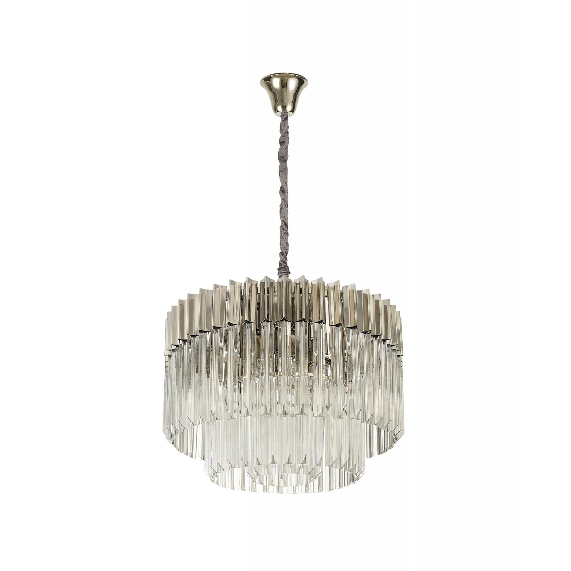 Fabula Cedar 8 Light Pendant - Polished Nickel & Clear Sculpted Glass