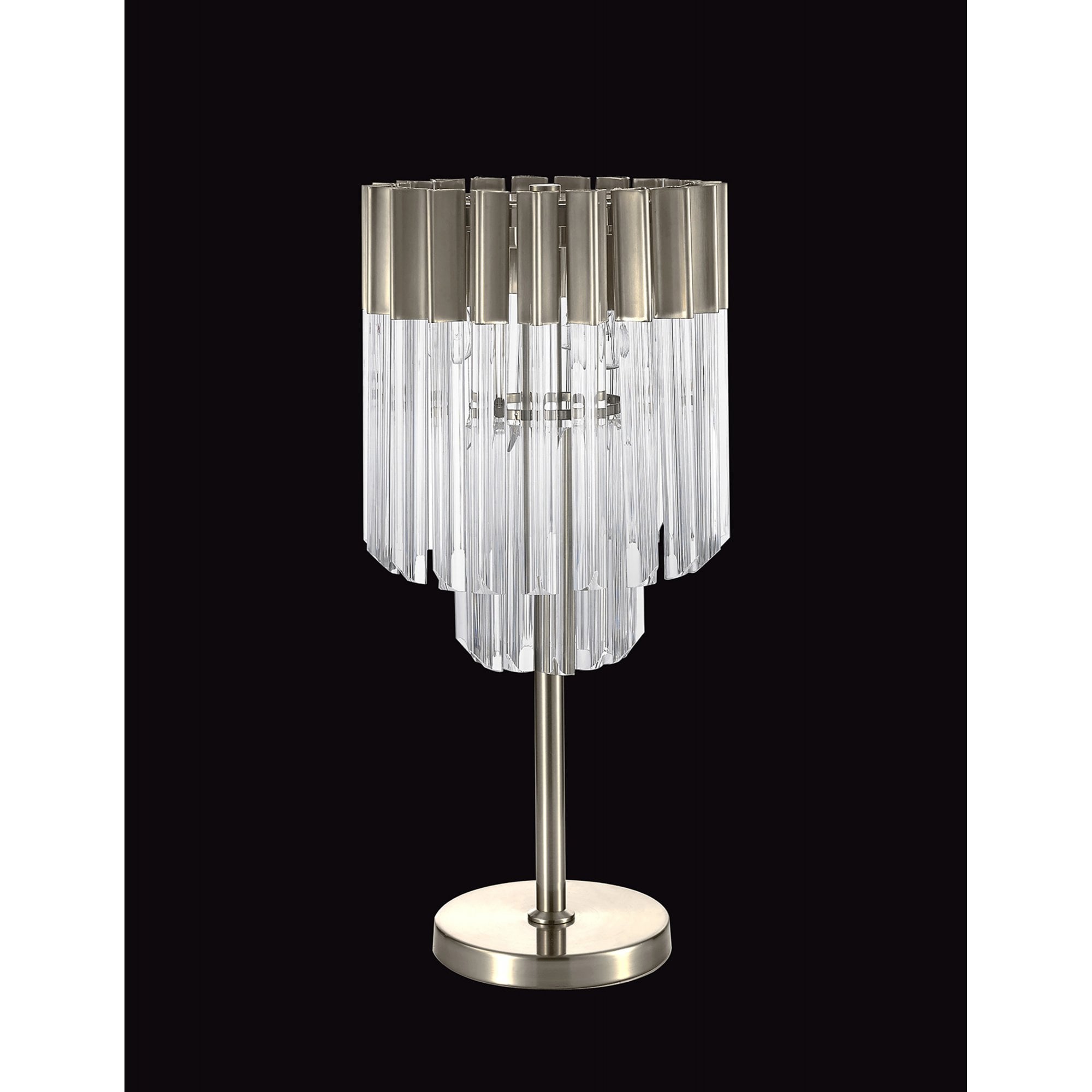 Fabula Cedar 3 Light Table Lamp - Polished Nickel & Clear Sculpted Glass