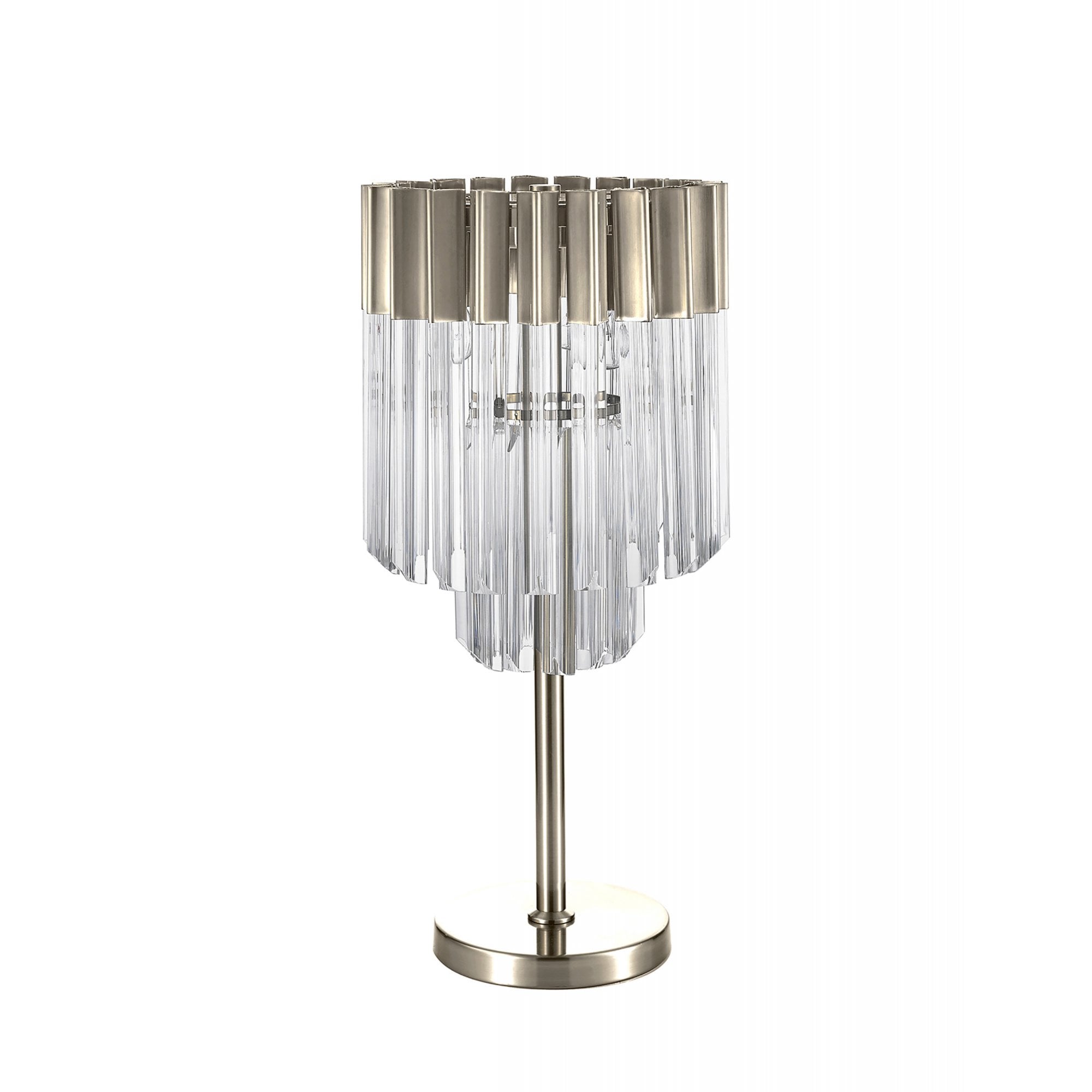 Fabula Cedar 3 Light Table Lamp - Polished Nickel & Clear Sculpted Glass
