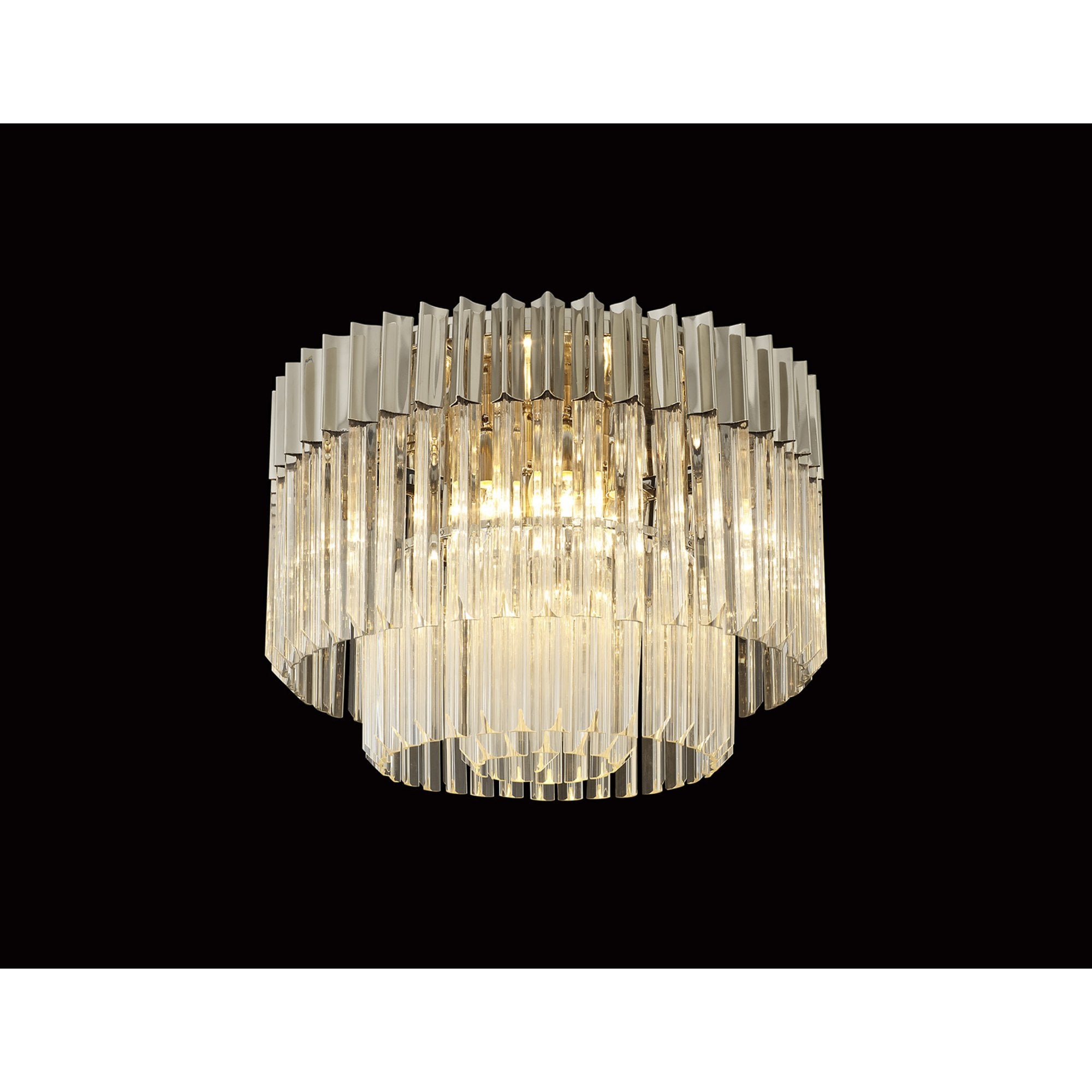 Fabula Cedar 7 Light Flush Light - Polished Nickel & Clear Sculpted Glass