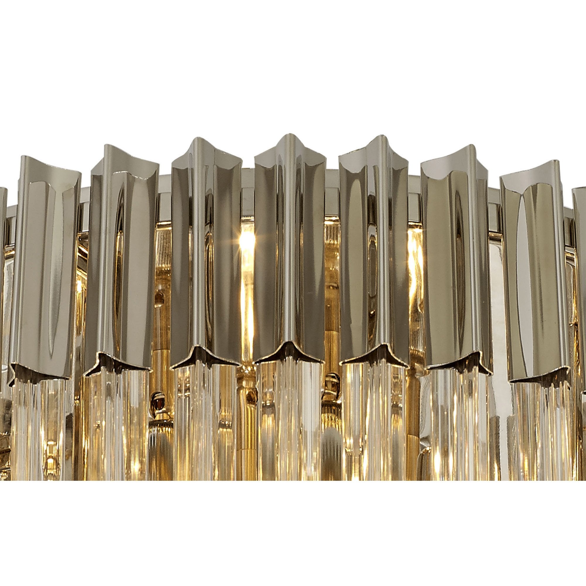 Fabula Cedar 7 Light Flush Light - Polished Nickel & Clear Sculpted Glass