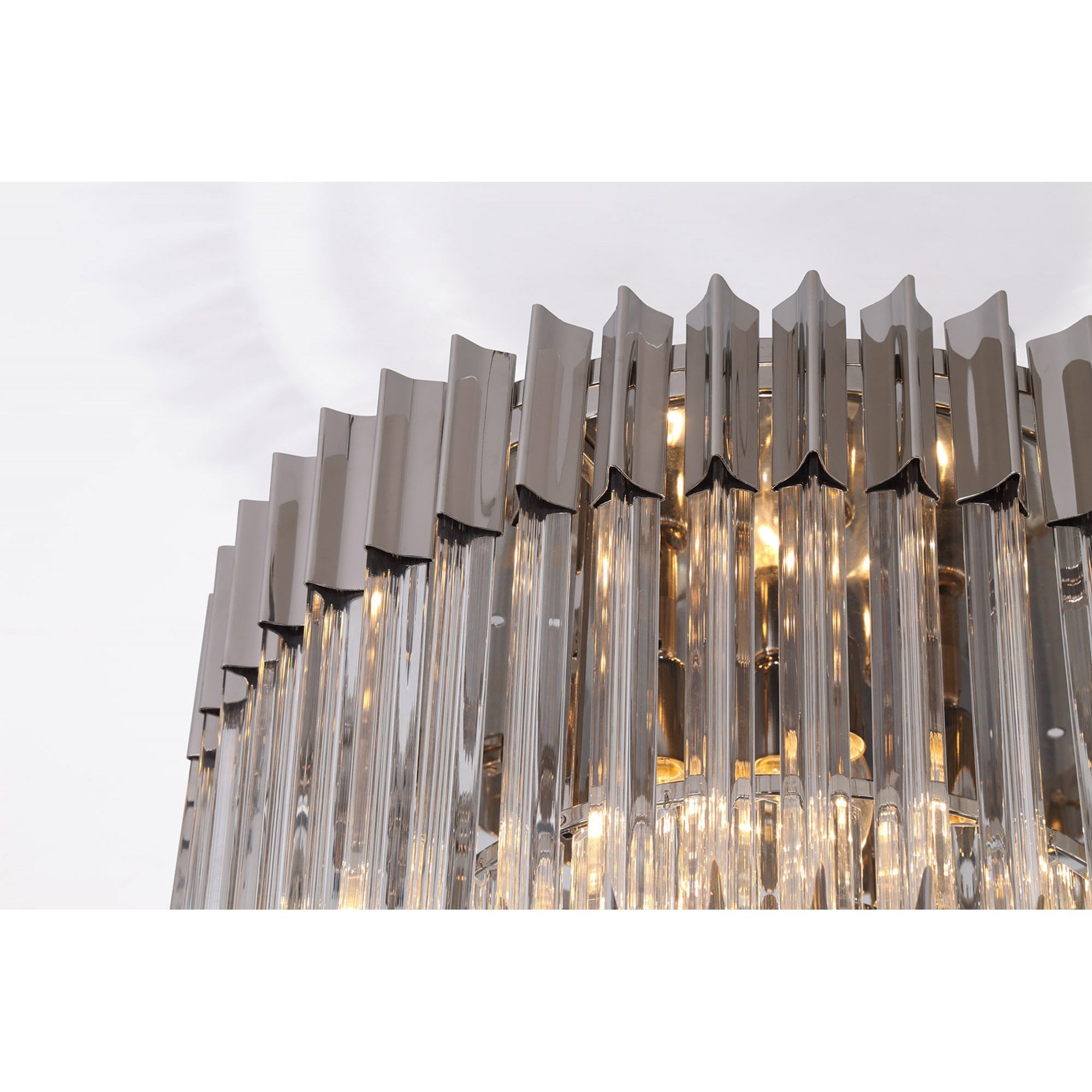 Fabula Cedar 12 Light Flush Light - Polished Nickel & Clear Sculpted Glass
