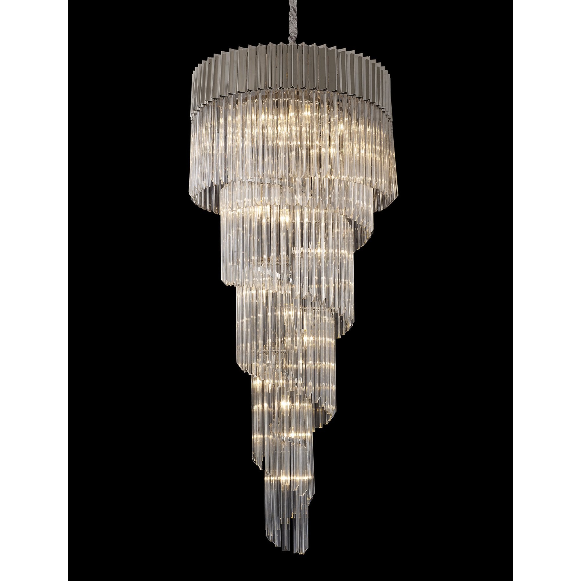Fabula Cedar 23 Light Pendant - Polished Nickel & Clear Sculpted Glass