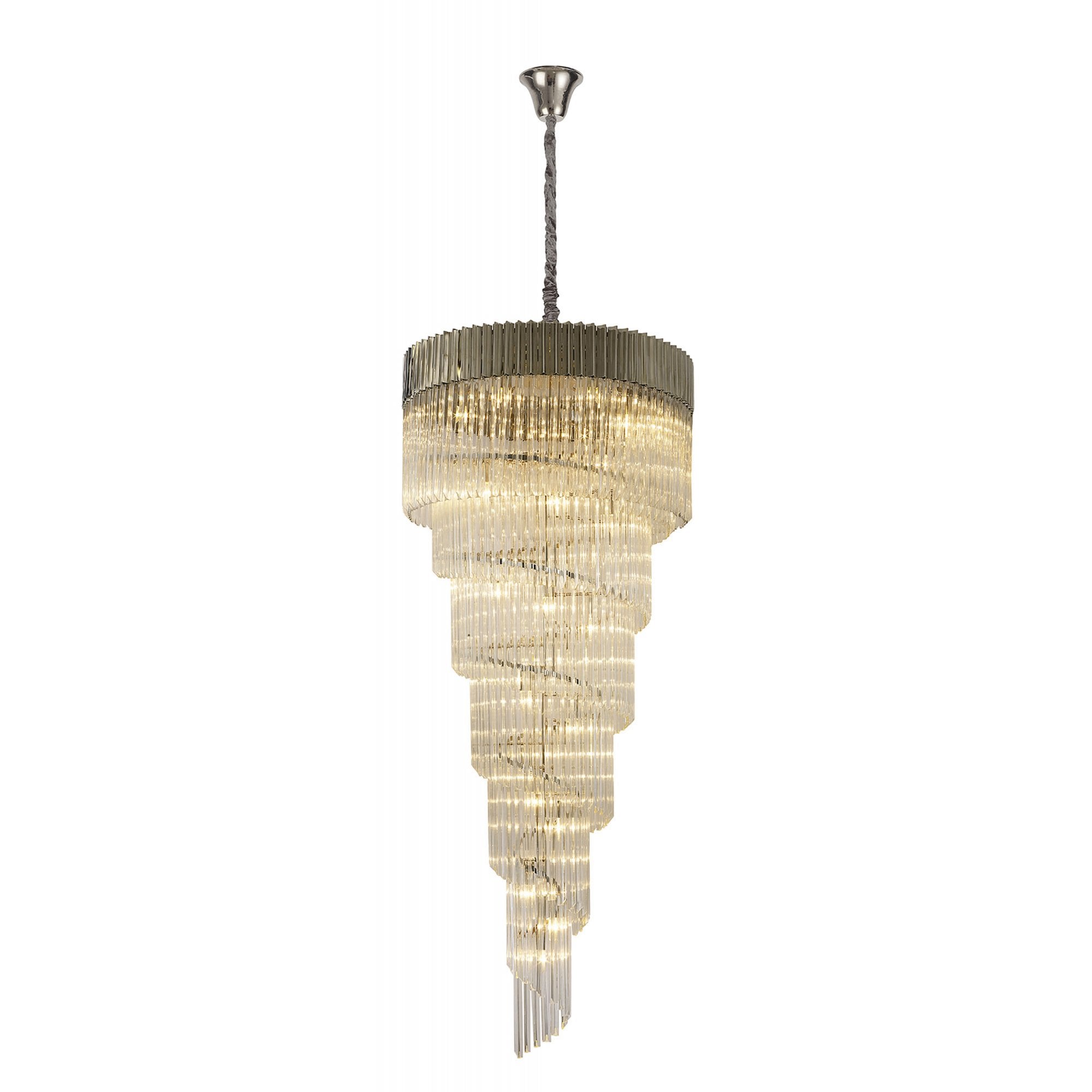 Fabula Cedar 31 Light Pendant - Polished Nickel & Clear Sculpted Glass