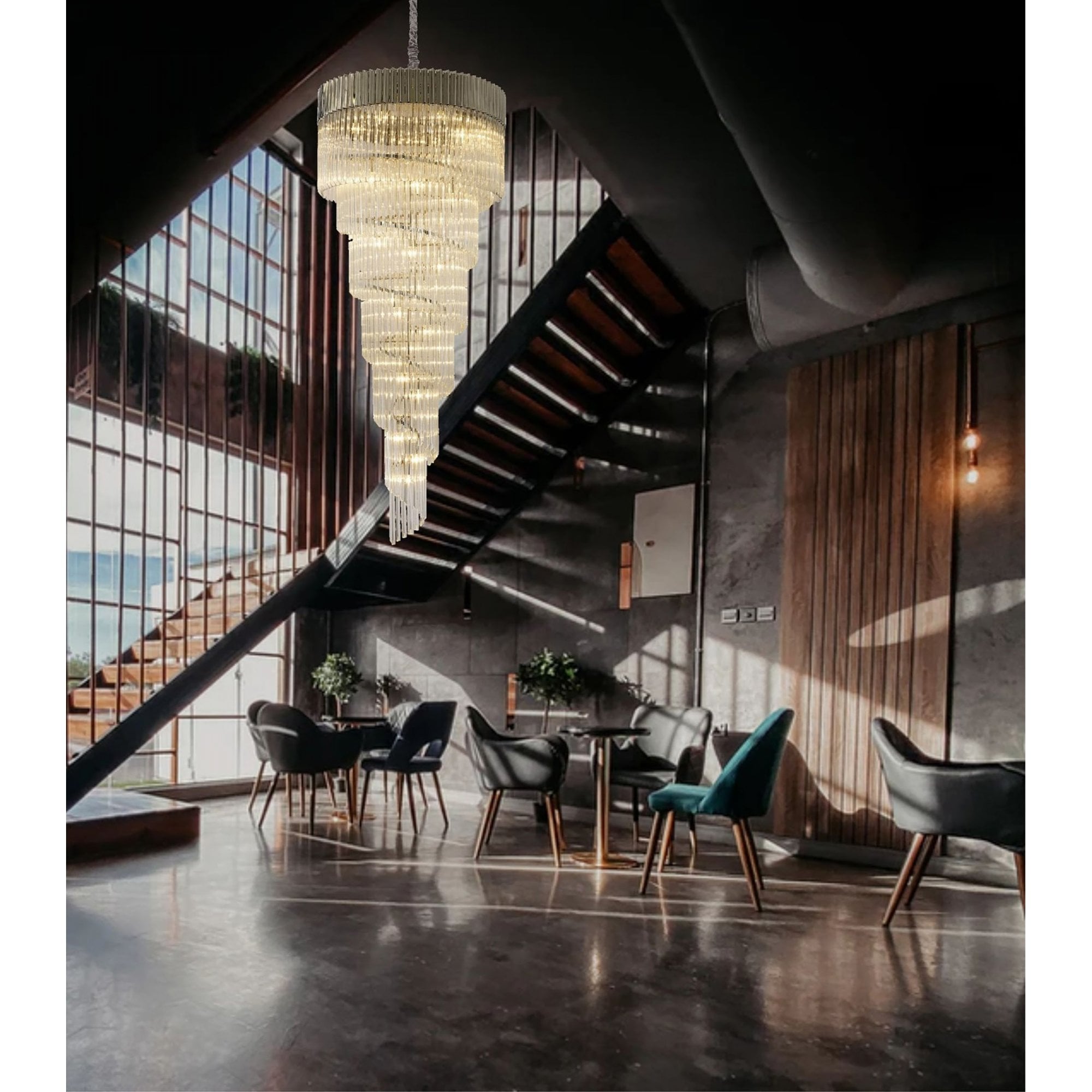 Fabula Cedar 31 Light Pendant - Polished Nickel & Clear Sculpted Glass