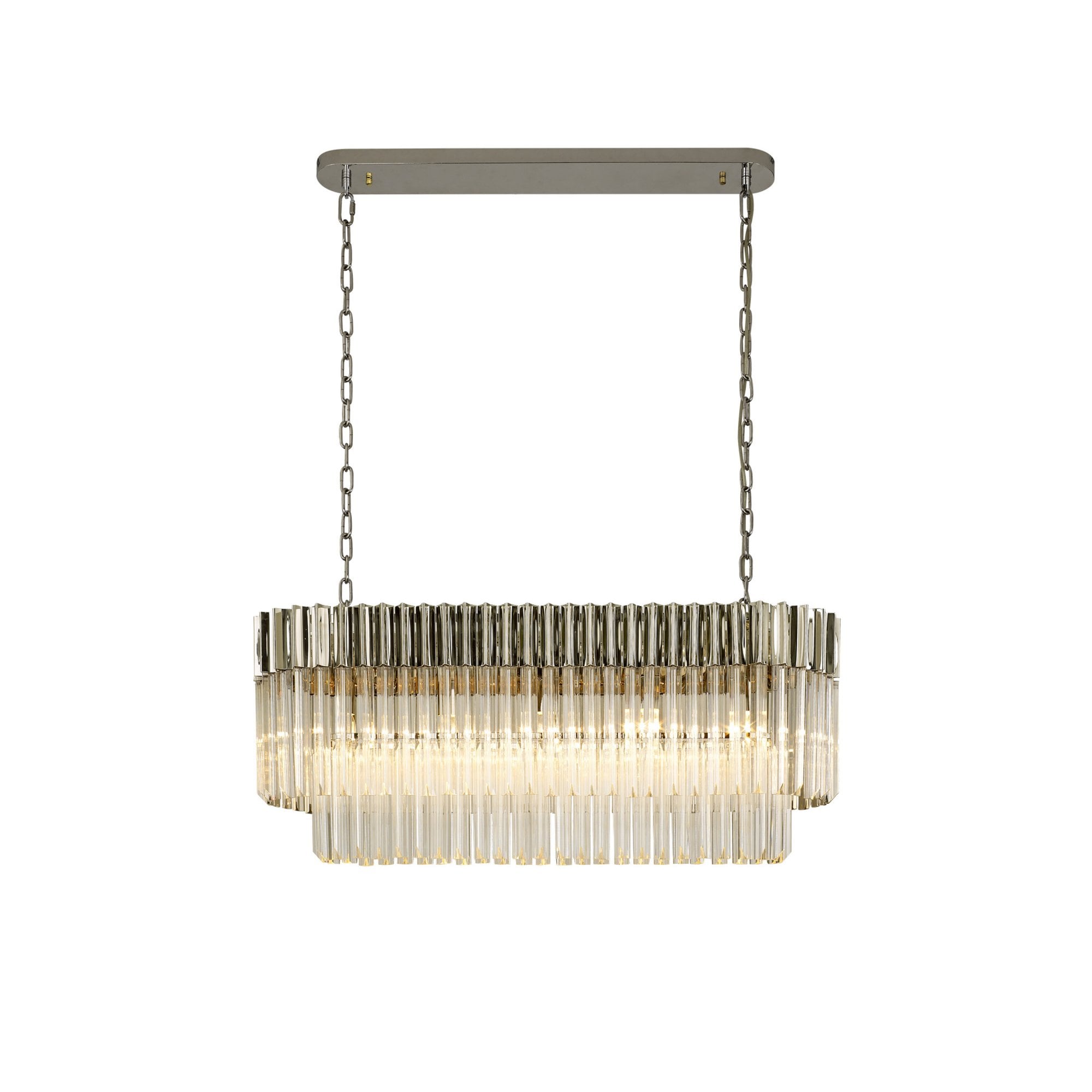 Fabula Cedar 5 Light Rectangular Pendant - Polished Nickel & Clear Sculpted Glass
