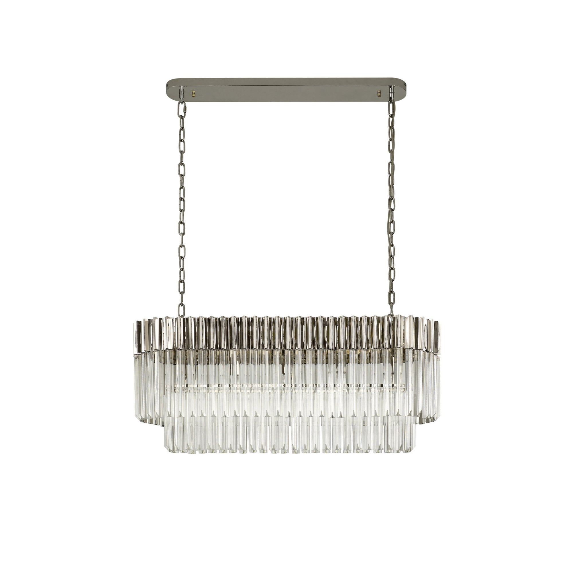 Fabula Cedar 5 Light Rectangular Pendant - Polished Nickel & Clear Sculpted Glass