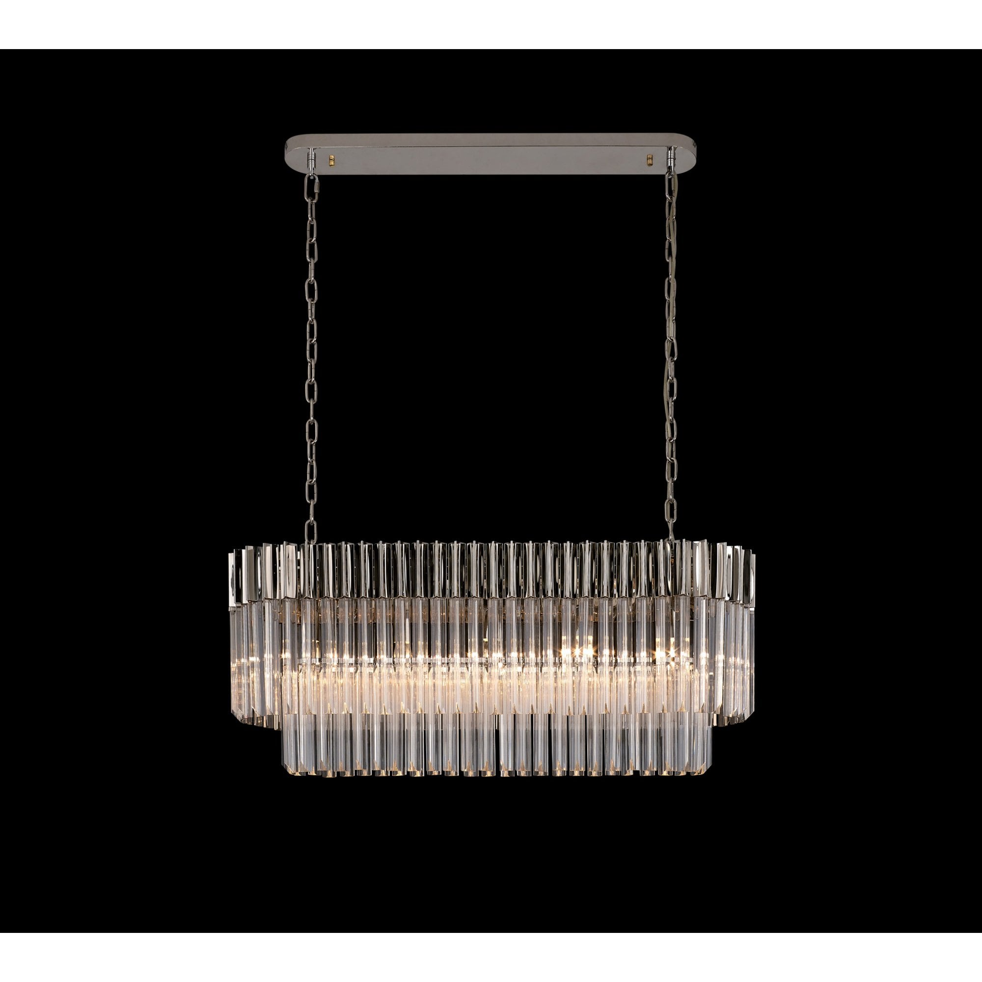 Fabula Cedar 5 Light Rectangular Pendant - Polished Nickel & Clear Sculpted Glass