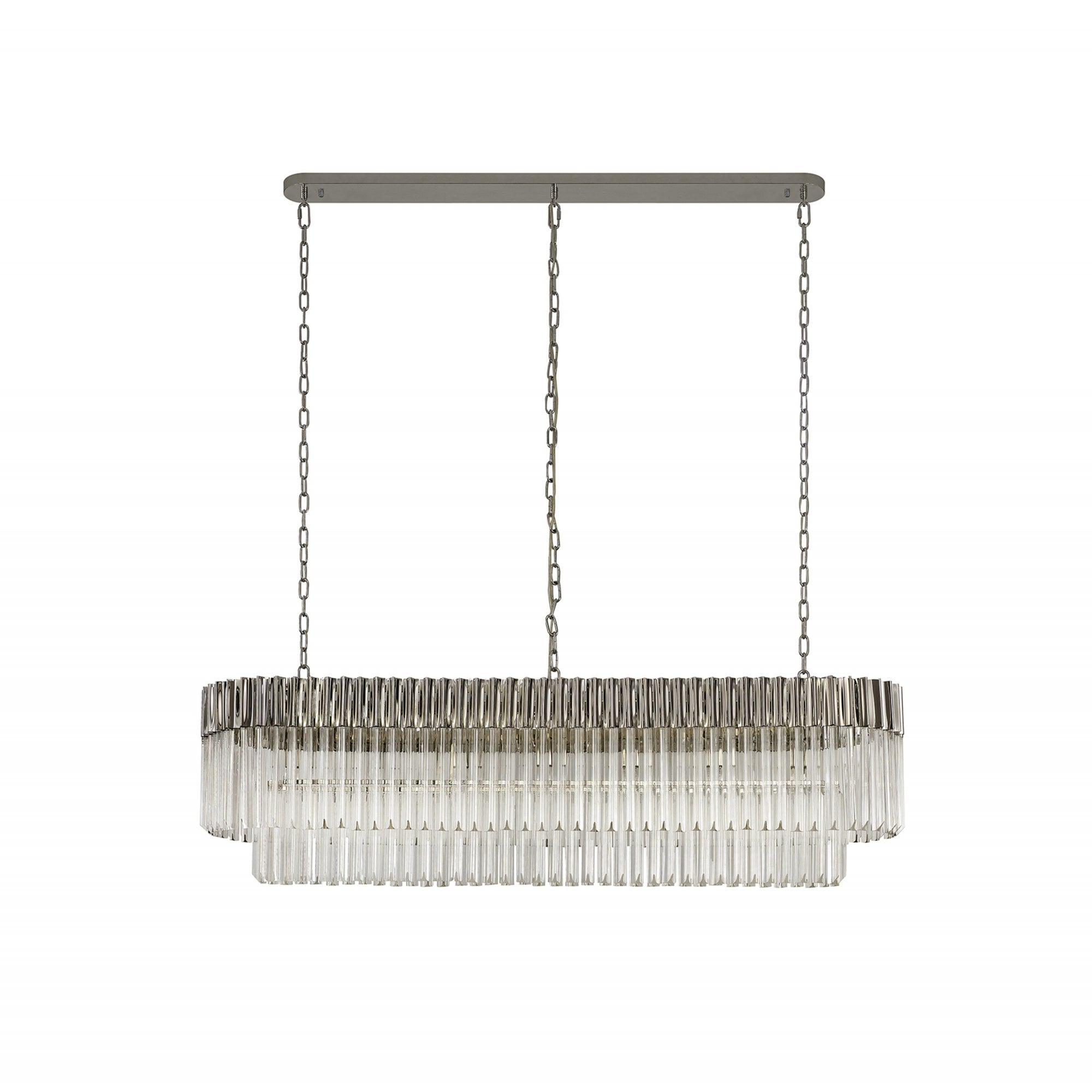 Fabula Cedar 7 Light Rectangular Pendant - Polished Nickel & Clear Sculpted Glass