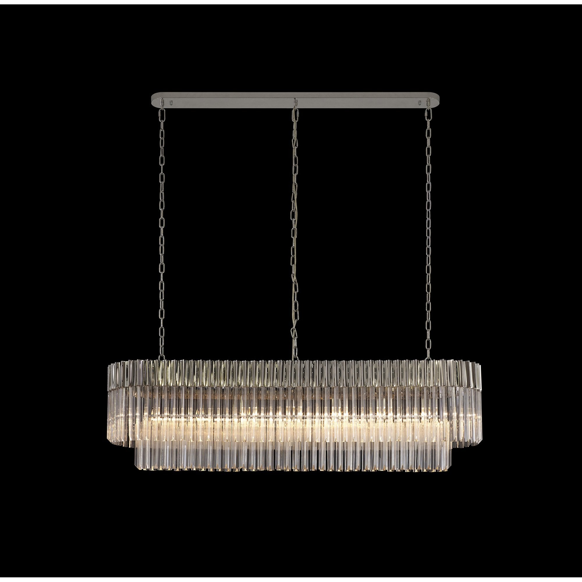 Fabula Cedar 7 Light Rectangular Pendant - Polished Nickel & Clear Sculpted Glass